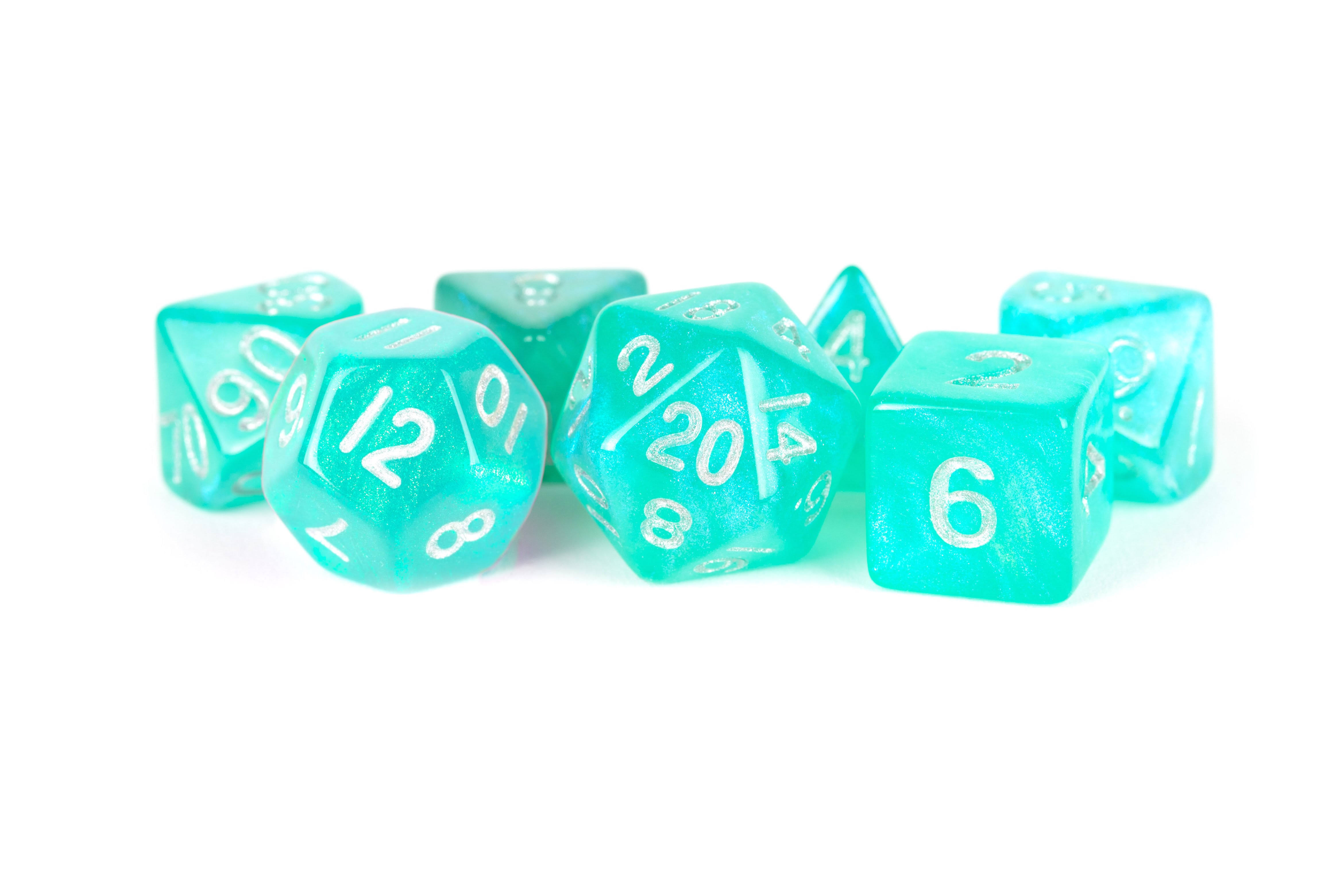 Metallic Dice Games Stardust Turquoise 16mm Acrylic Polyhedral Set