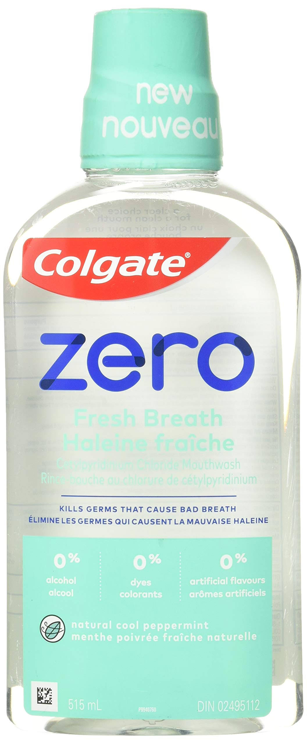 Colgate Zero Fresh Breath Mouthwash - Natural Cool Peppermint | 515ml