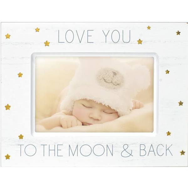 Malden Love You to the Moon and Back Picture Frame - White/Gold/Blue, 4"x6"