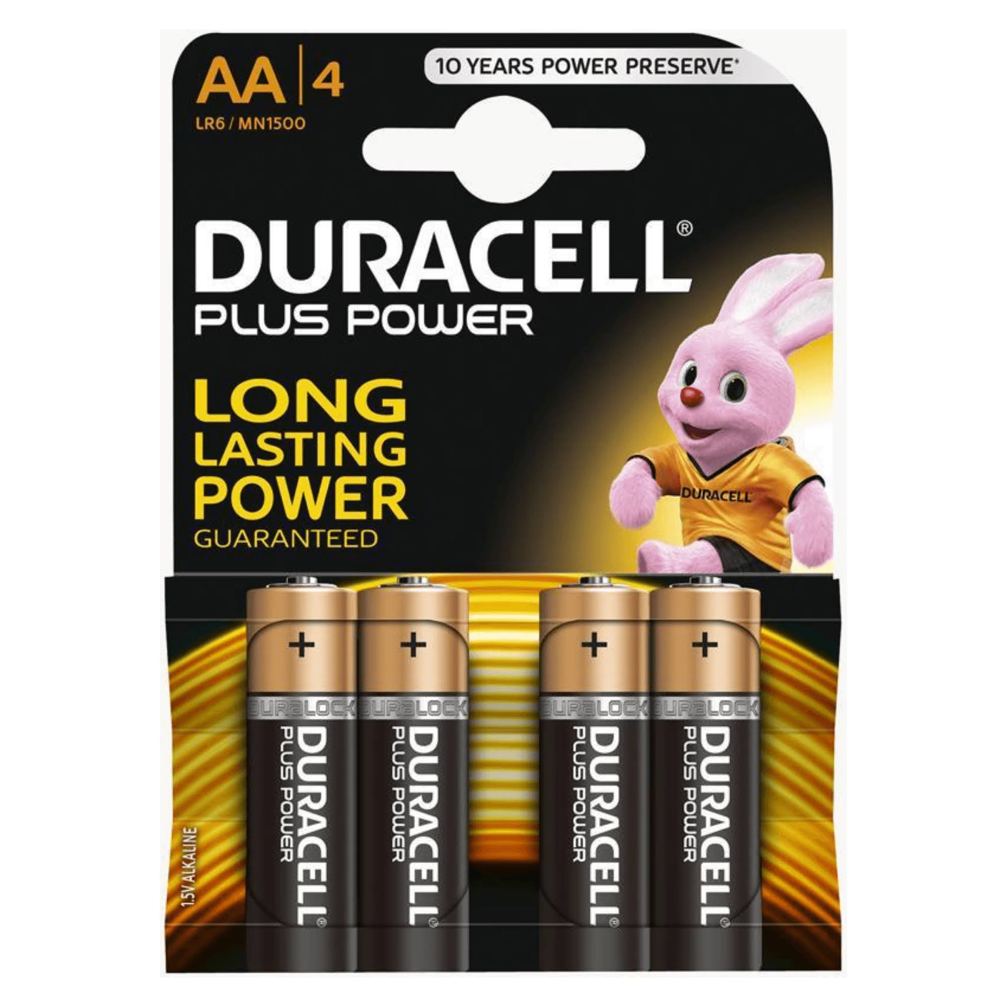 Duracell Plus Power Alkaline AA Batteries Pack - 4pk