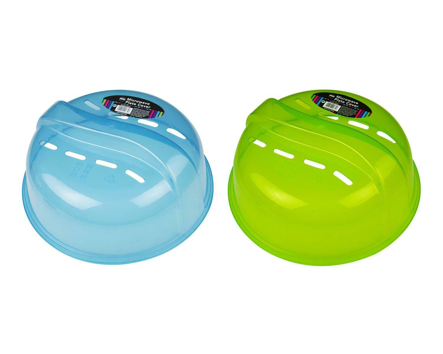 2x Microwave Plate Cover Food Dish Lid Air Vents Handle Kitchen Clear Blue Green