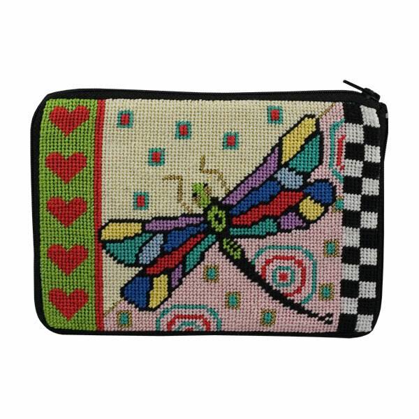 Stitch & Zip Cosmetic Purse - Dragonfly - Needlepoint Kit