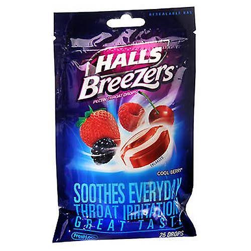 Halls Breezers Pectin Throat Drops - Cool Berry, x25