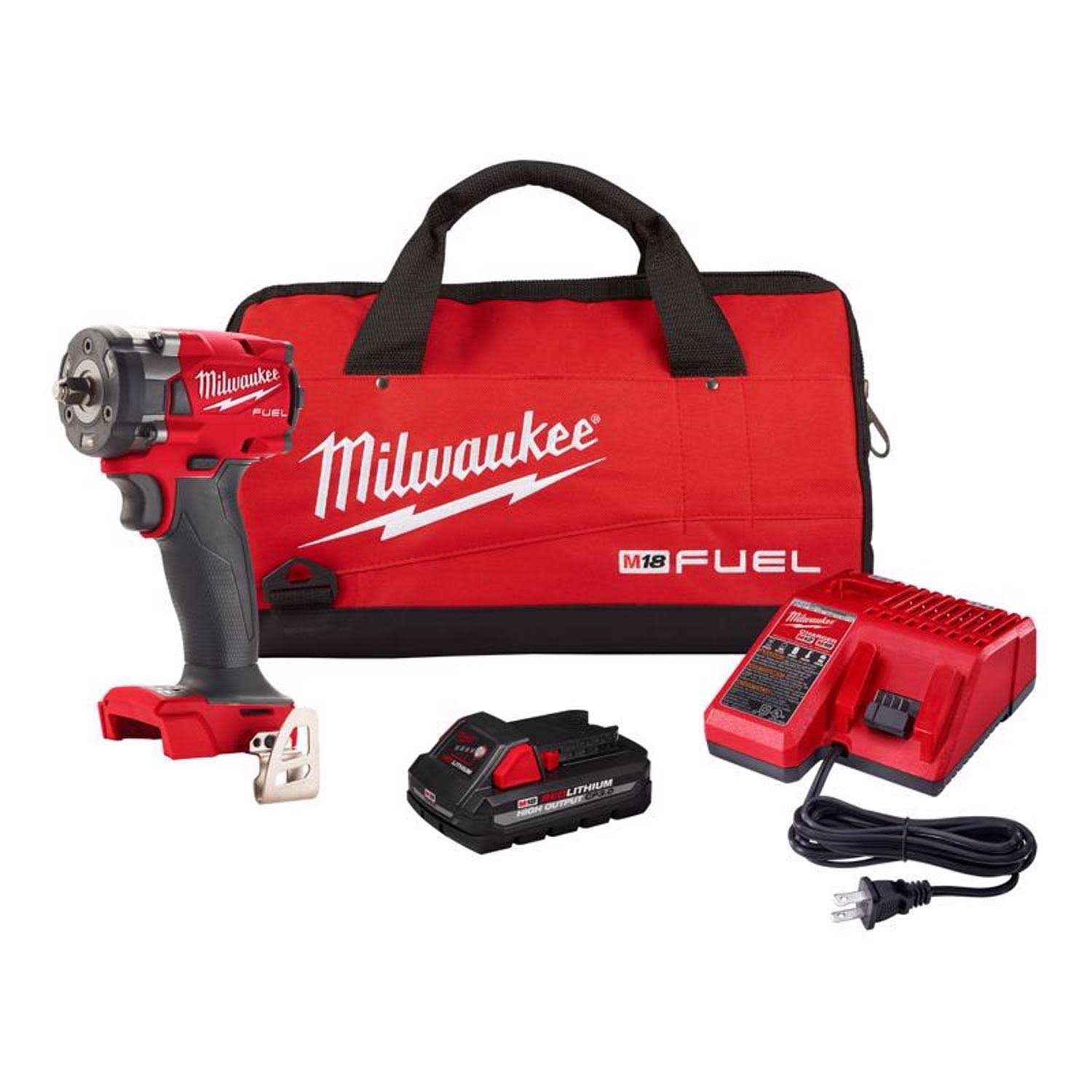 Milwaukee Compact Impact Wrench M18 Fuel 18 V 3/8" Cordless Brushless Kit (Battery & Charger) 2854-21HO