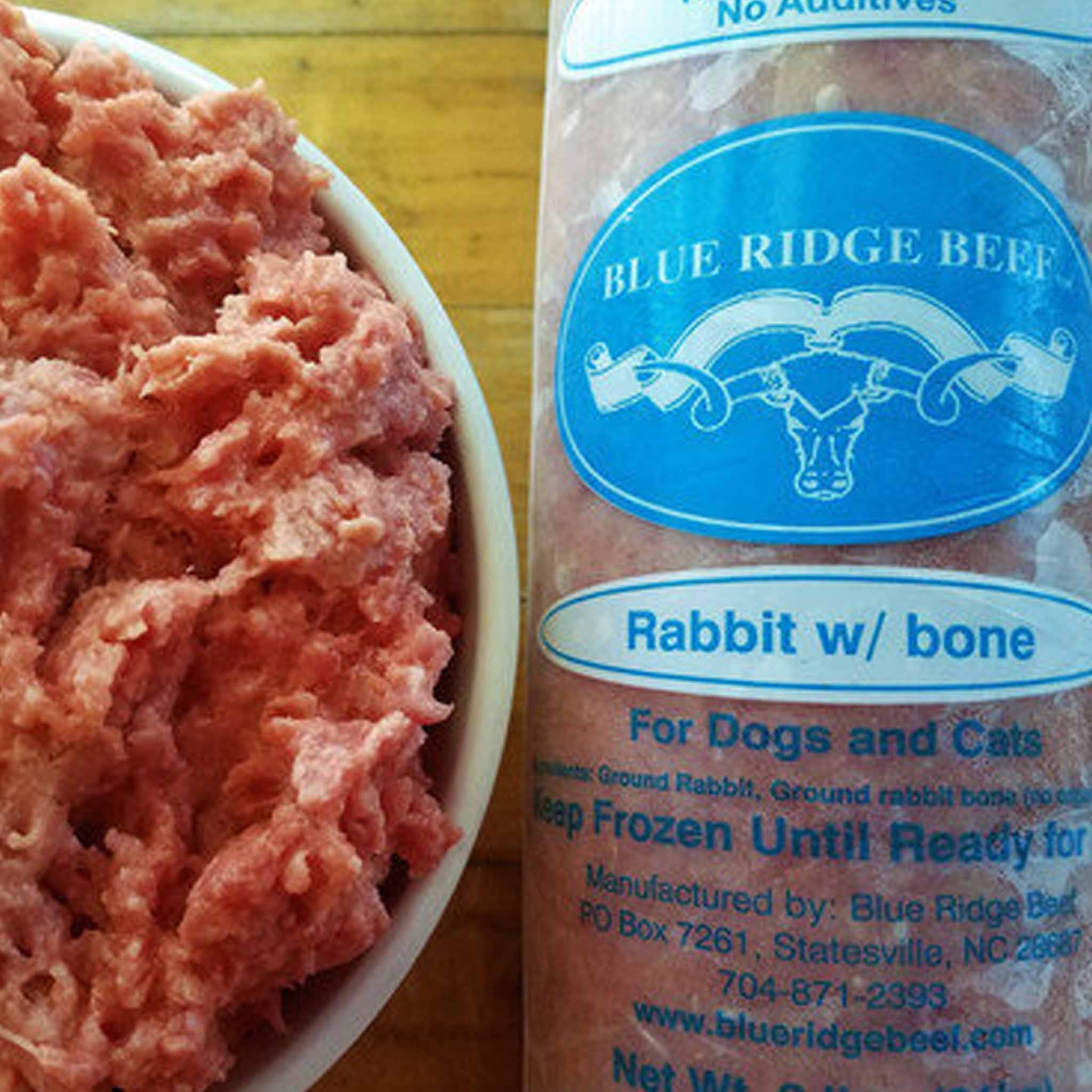 Blue Ridge Beef Rabbit with Bone Grain-Free Raw Frozen Chub Dog Food and Cat Food 2lb