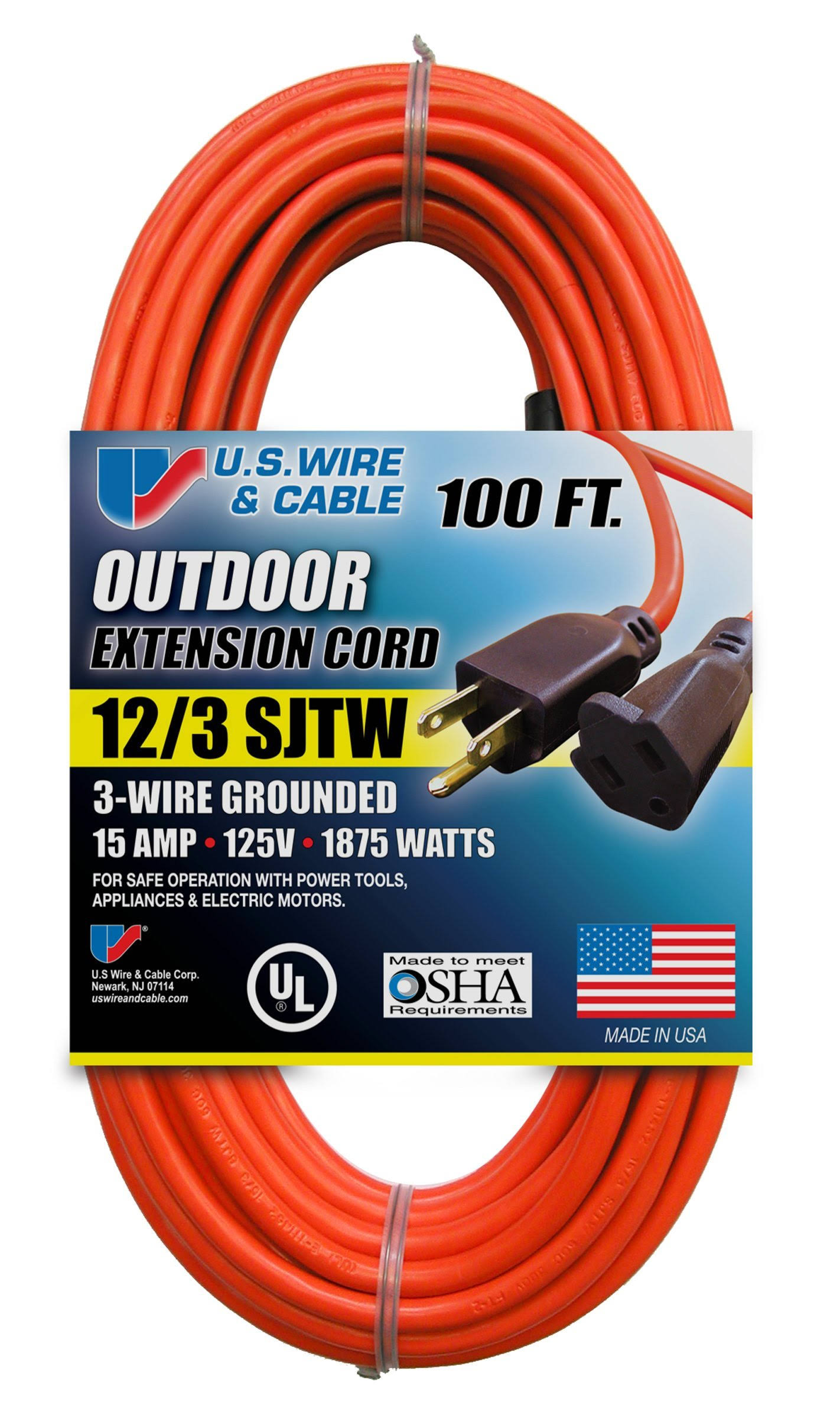 US Wire Heavy Duty Extension Cord - Orange, 100'
