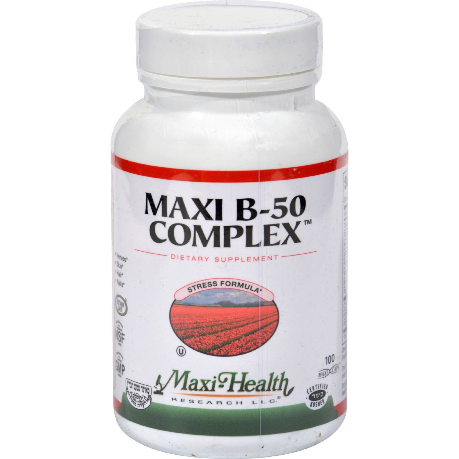 Maxi Health Research B-50 Complex Supplement - 100 Capsules