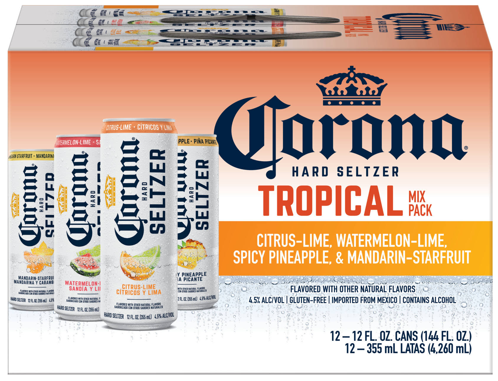 Corona Hard Seltzer Tropical Mix Variety Pack Gluten Free Spiked Sparkling Water