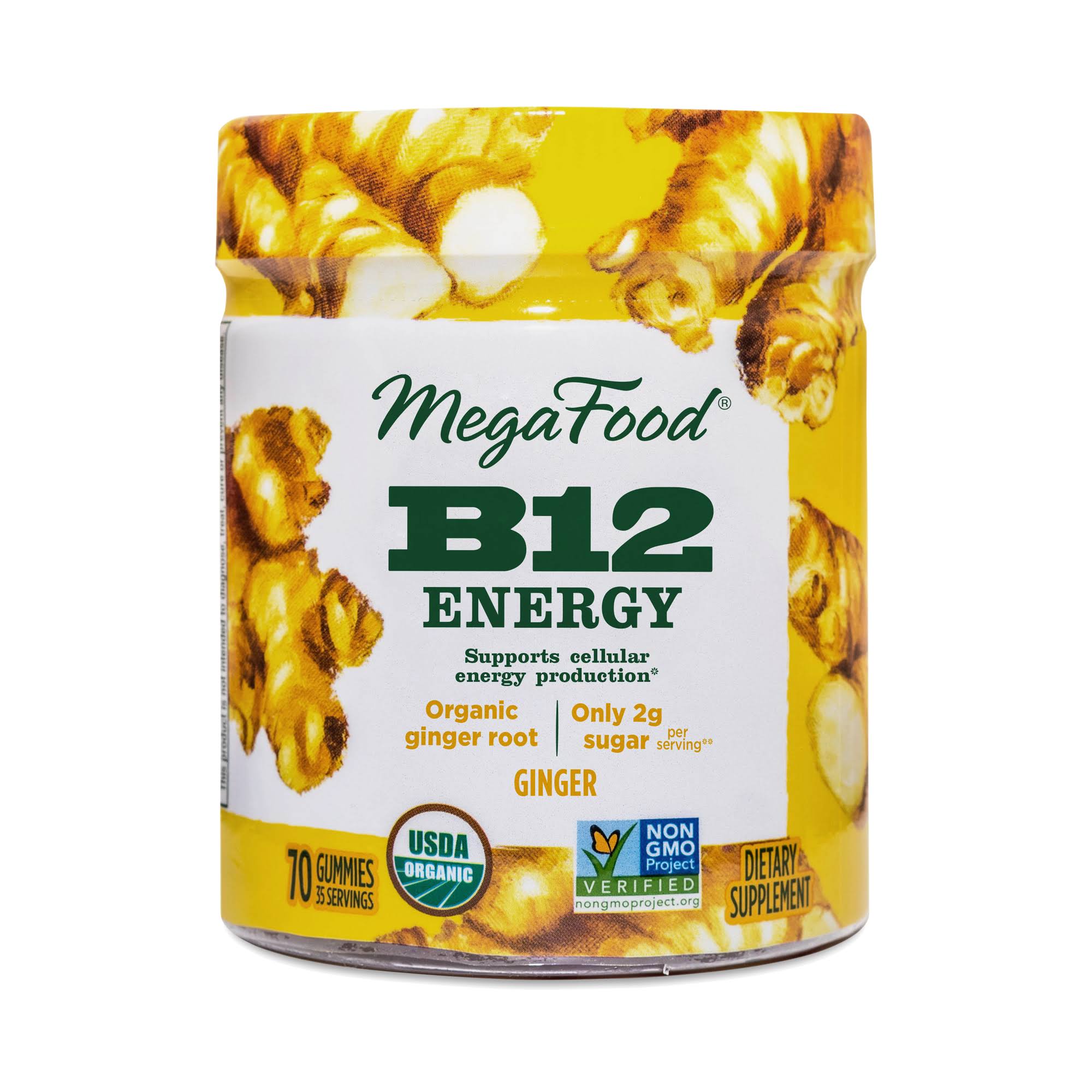 MegaFood, B12 Energy, Ginger, 70 Gummies