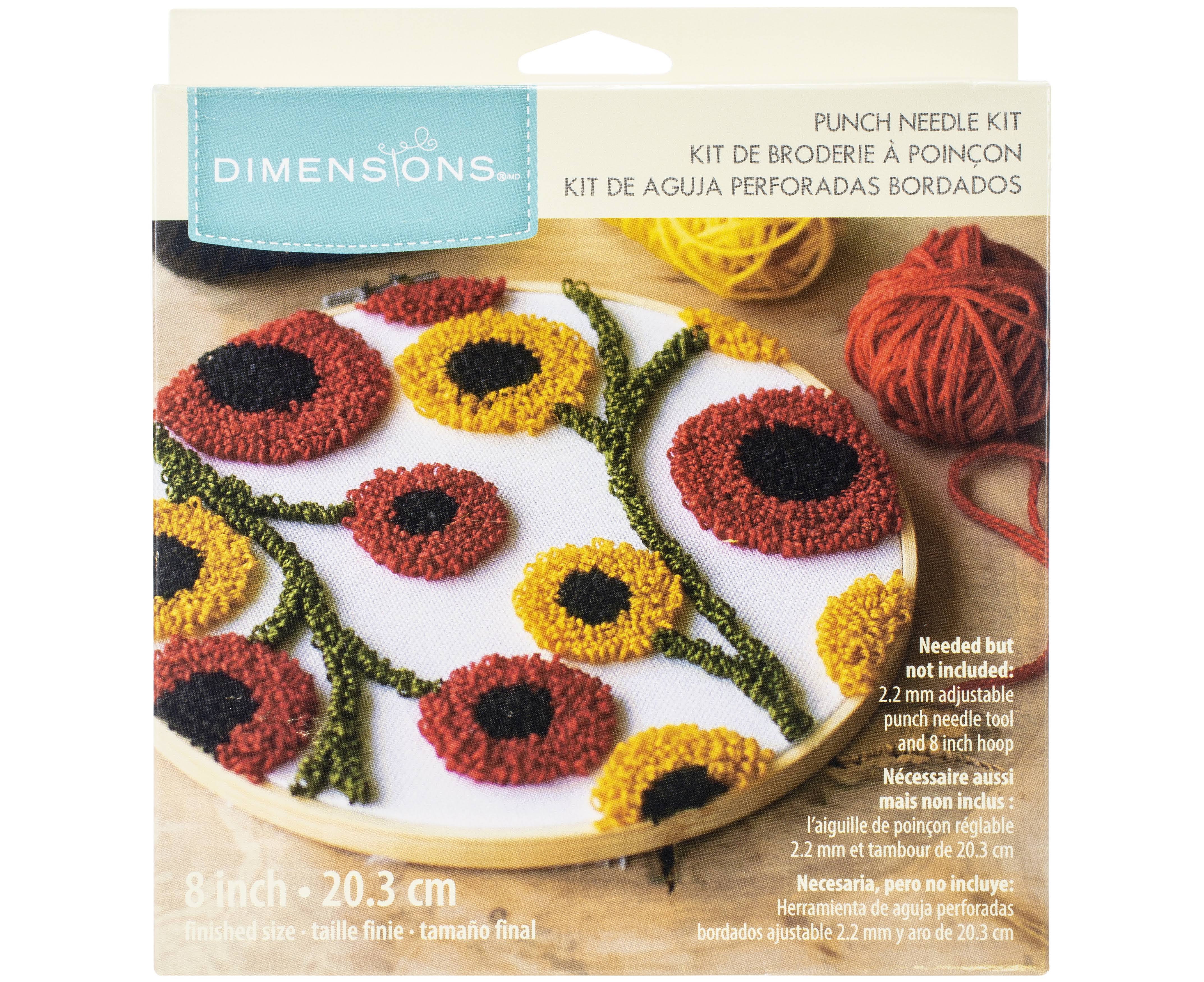 Dimensions Punch Needle Kit 8" Round Floral Pattern Pin