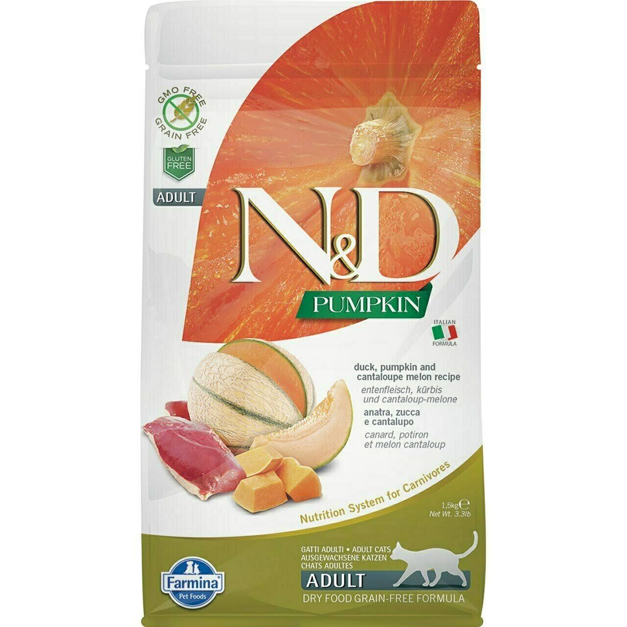 Farmina N&D Pumpkin Adult Duck & Cantaloupe Grain Free Dry Cat Food 3.3 lb