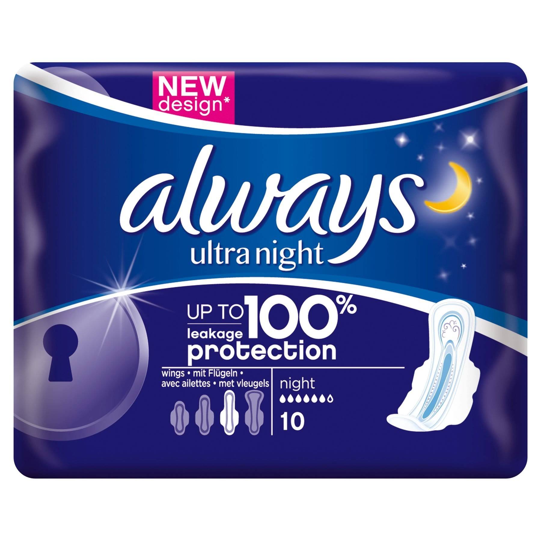 Always Ultra Night Sanitary Napkin - 10 Pack