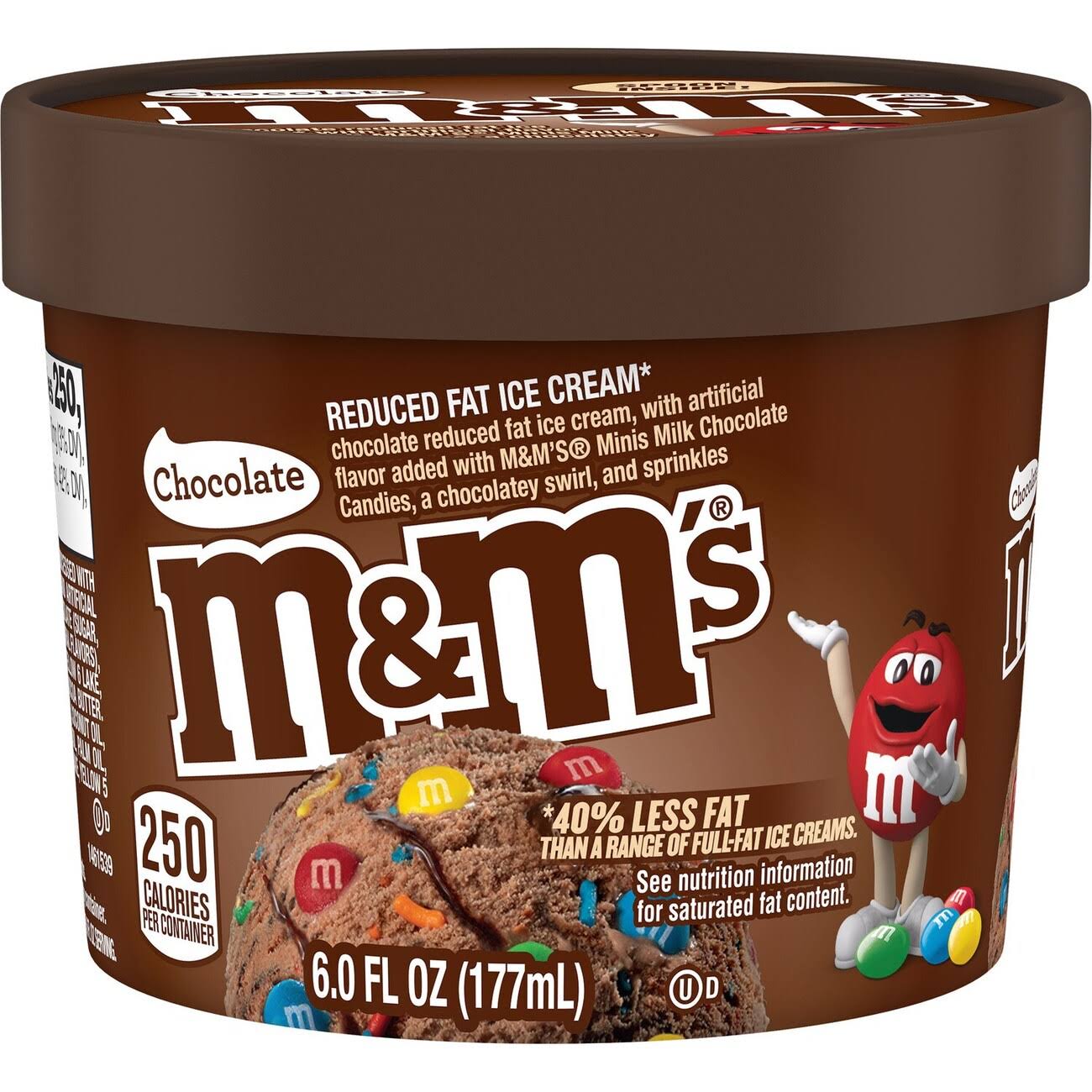 M&M's Chocolate Ice Cream Cup with Minis Milk Chocolate Candies & Chocolatey Swirl