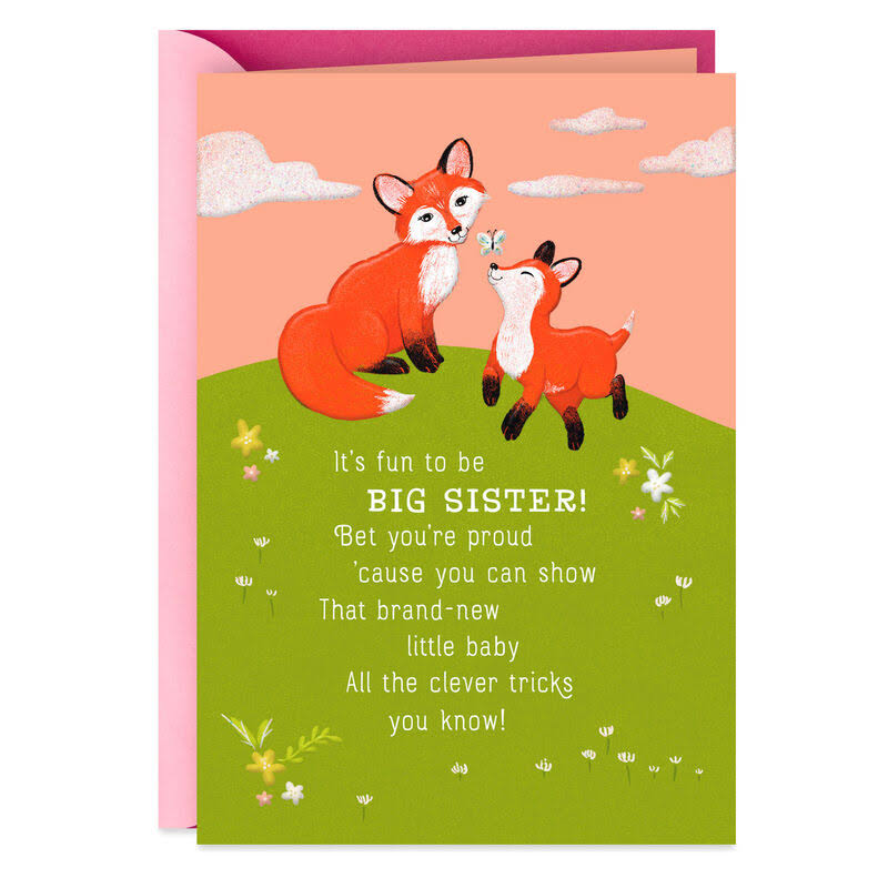 Hallmark New Baby Card, Two Foxes New Big Sister Card