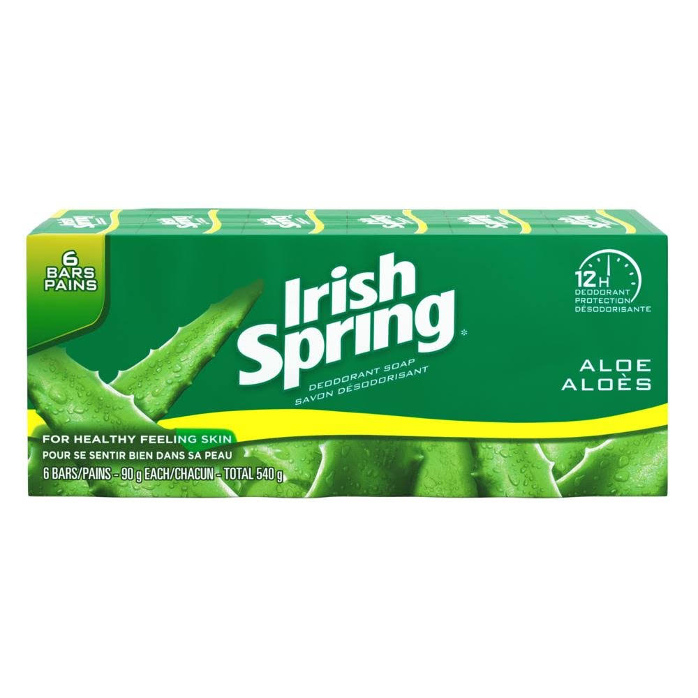 Irish Spring Deodorant Soap Bar - Aloe, 6 Bar