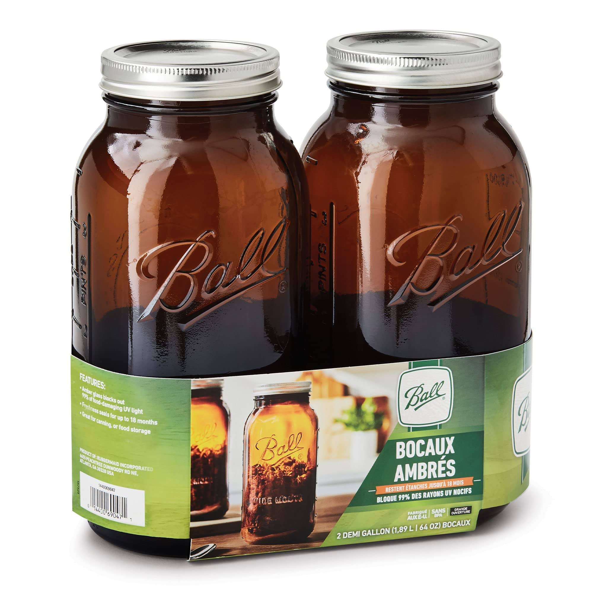 Ball Collection Elite 1/2 Gallon Wide Mouth Amber Canning Jars, 2 Pack