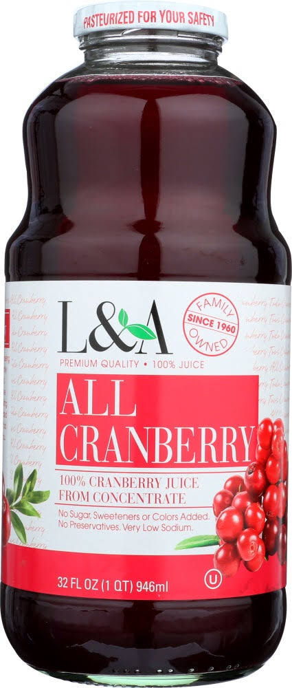 L & A Juice All Cranberry - 32 oz