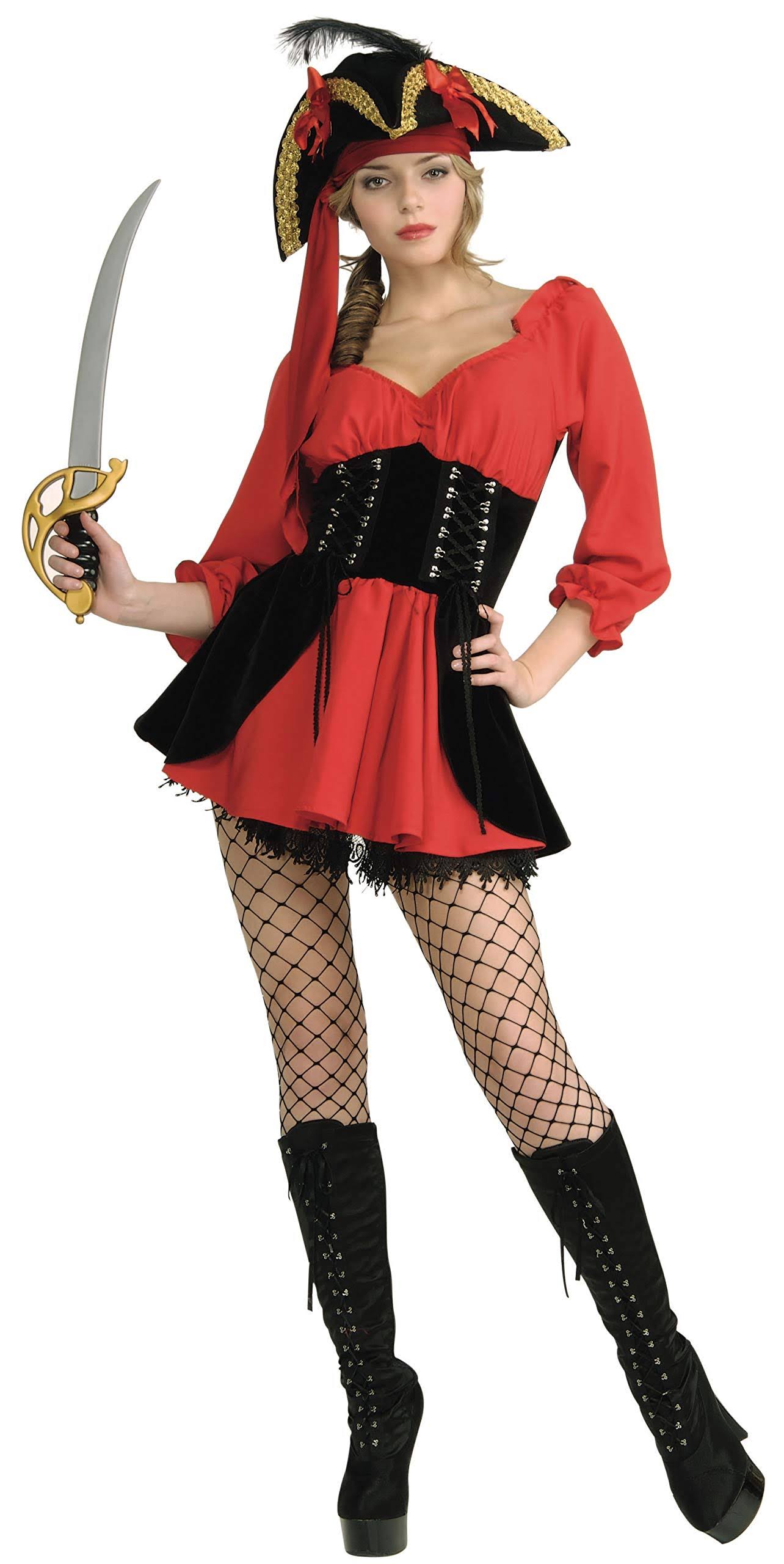 Secret Wishes Women's Sassy Pirate Wench Costume Dress, Red/Black, X-S