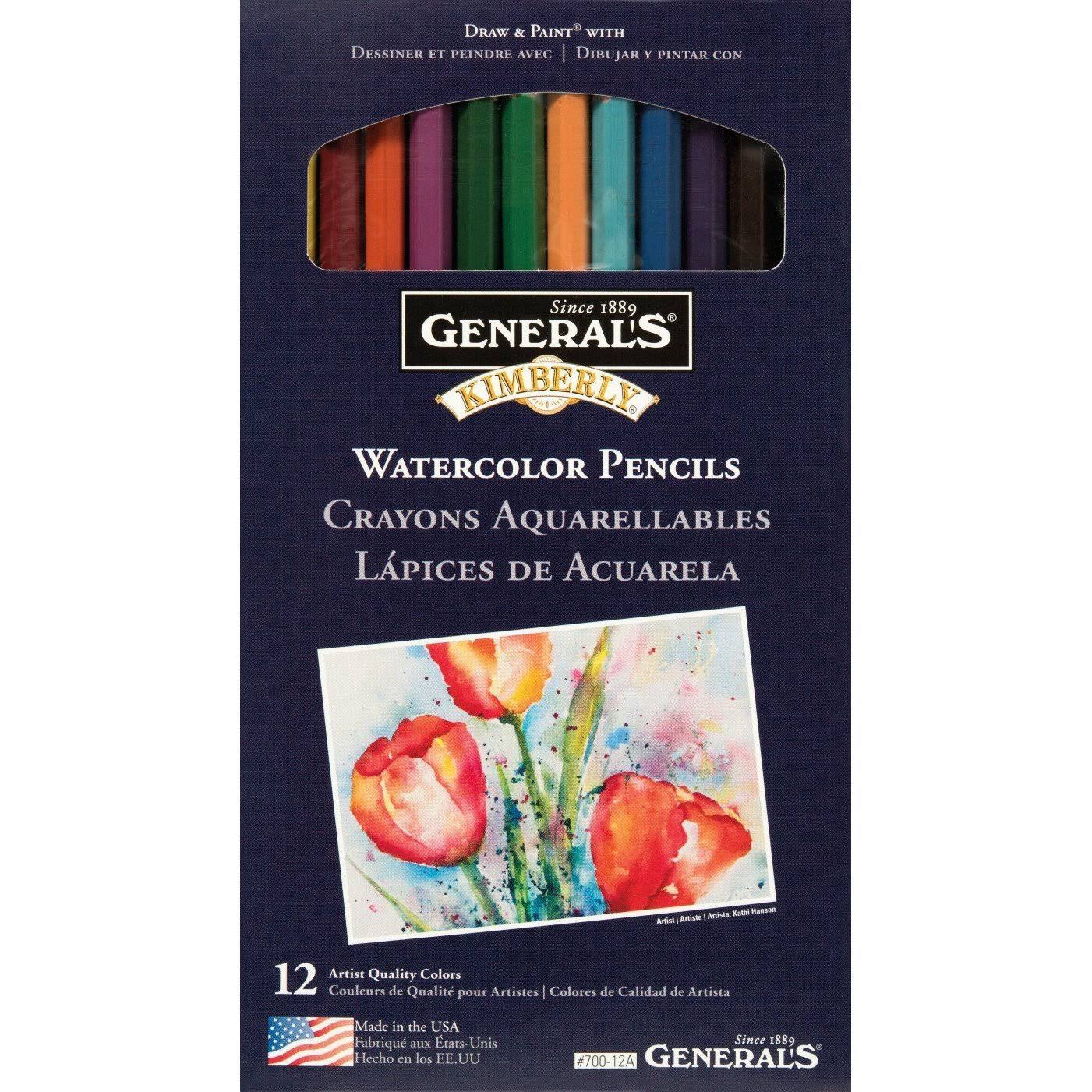 General Pencil 421240 Kimberly Watercolour Pencils - 12 Colors