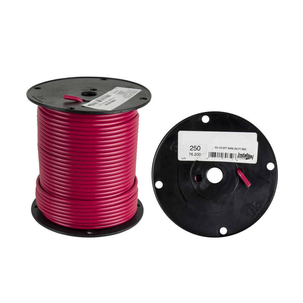 Install Bay US10250R All Copper 10 GA US GPT Red Primary Wire, 250' Coil