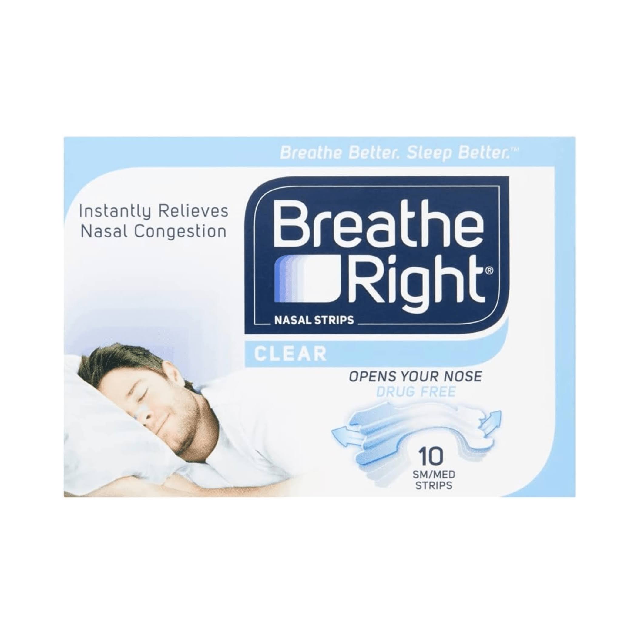 Breathe Right Nasal Strips for Men & Women, Clear Small 10 Pack