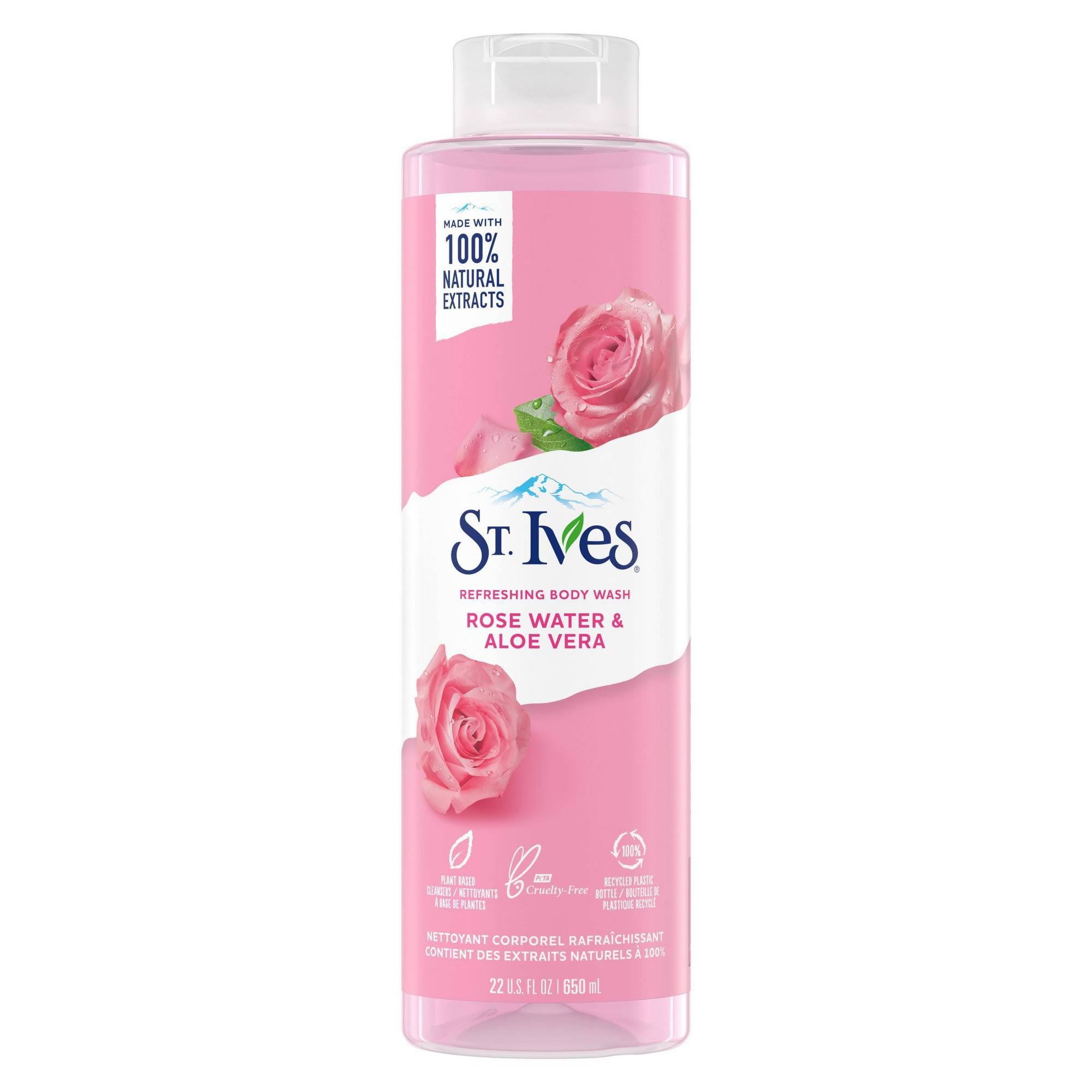 St Ives Body Wash, Rose Water & Aloe Vera, Refreshing - 22 fl oz