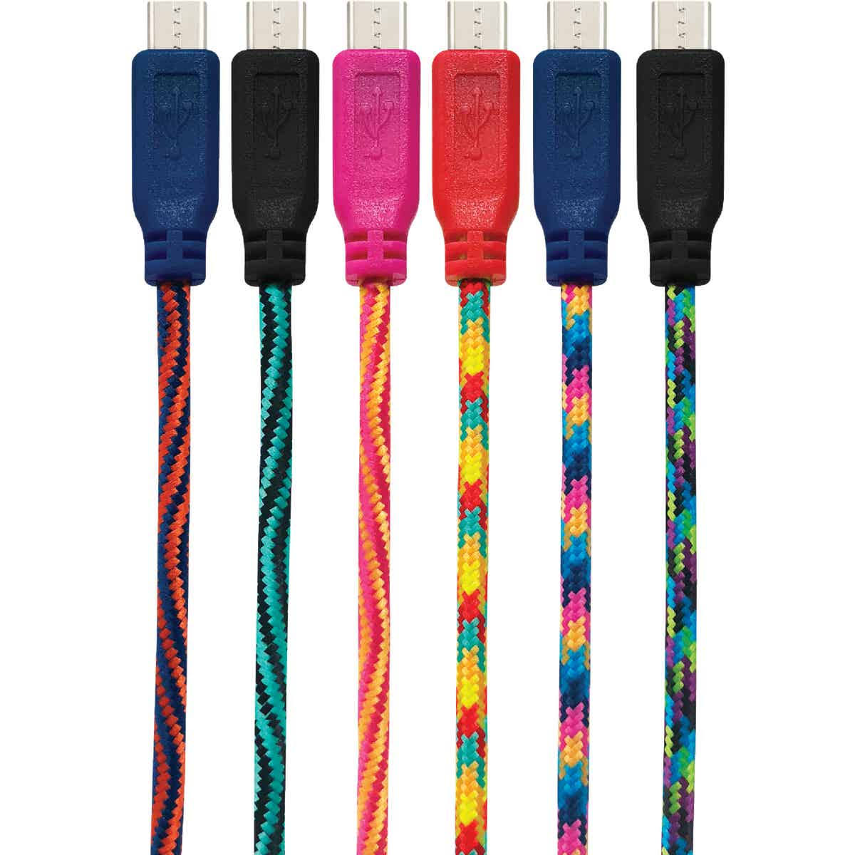 Braided Micro USB Charge & Sync Cable - 10', Assorted Patterns