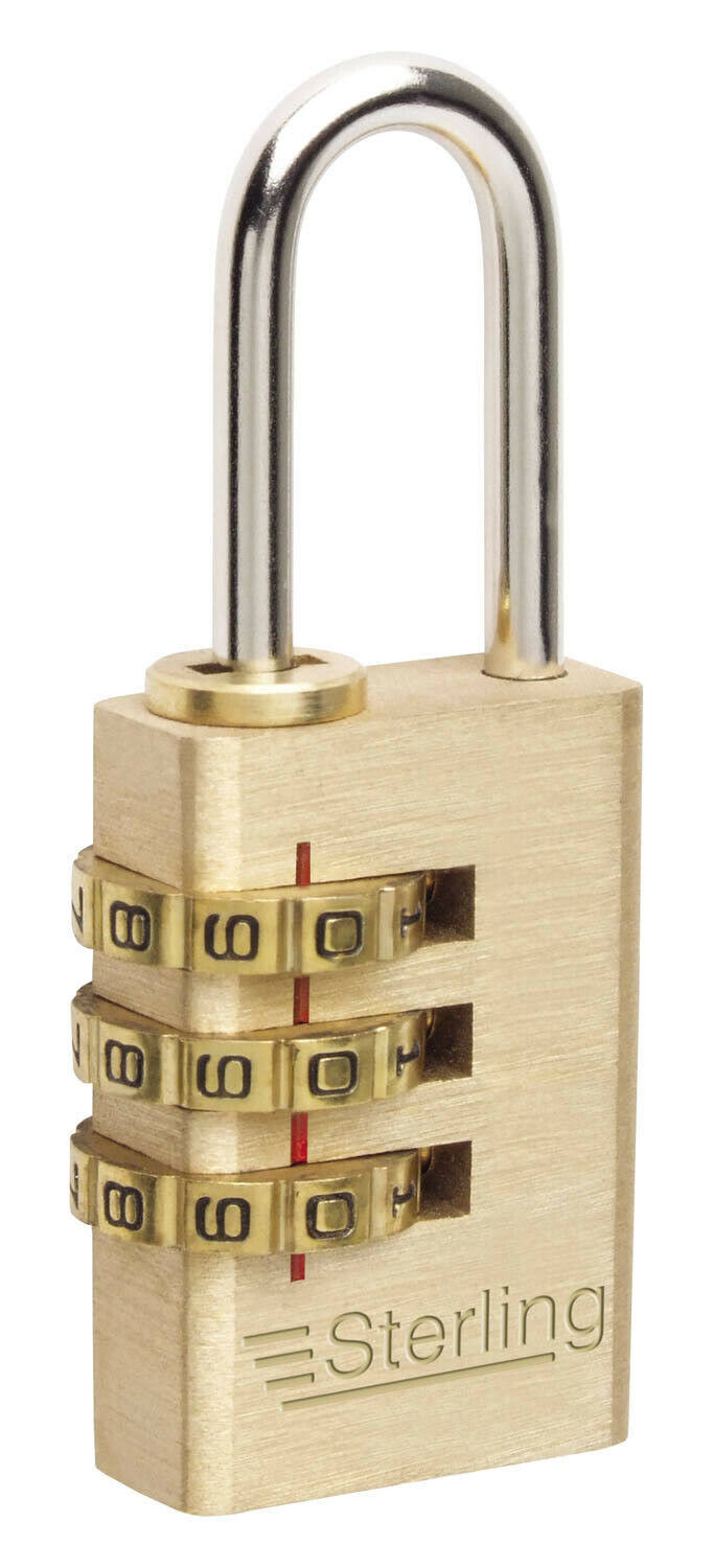 Sterling CPL120 Combination Padlock - Brass, 20mm, 3 Dial