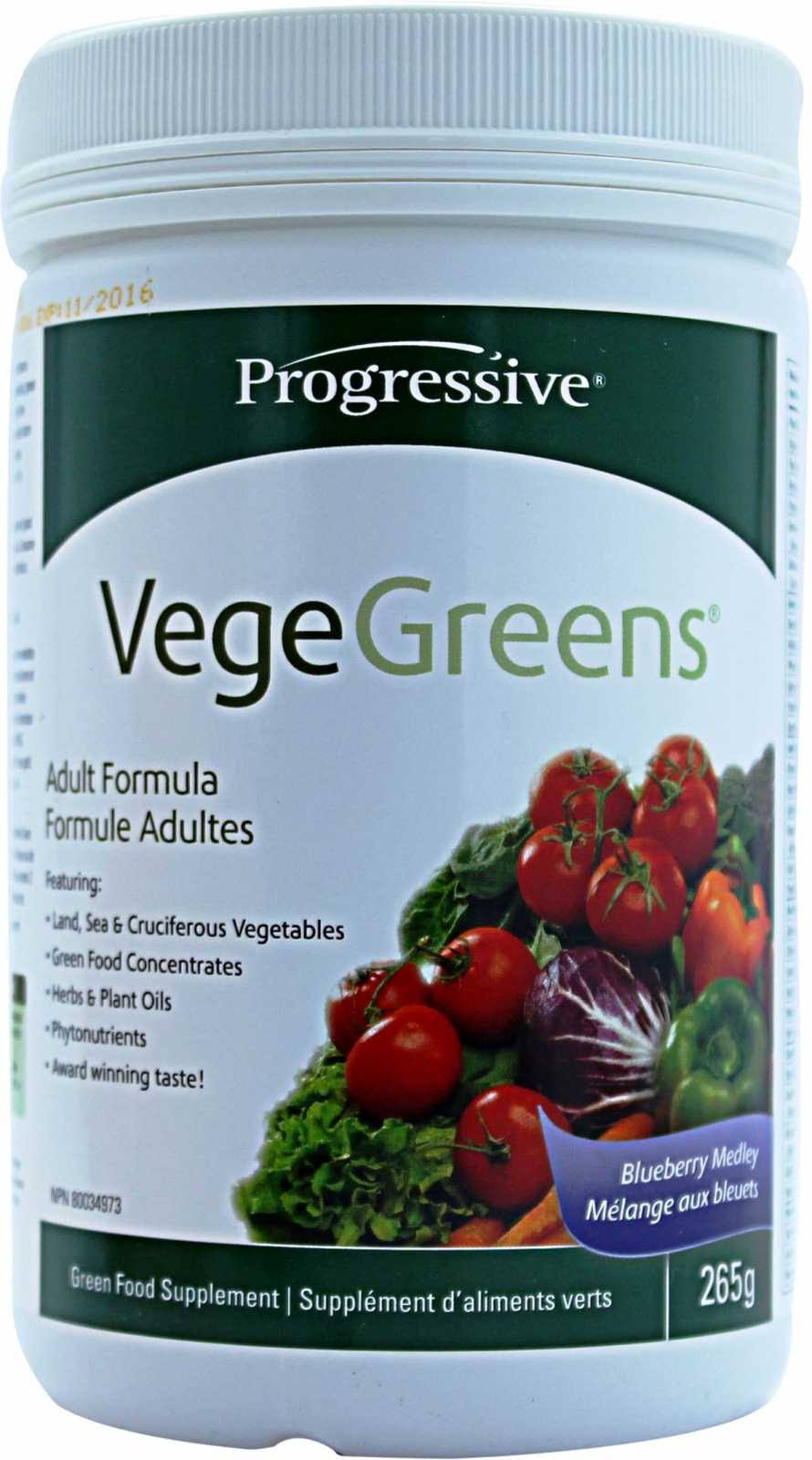 Progressive Vege Greens Food Supplement - Blueberry, 265g