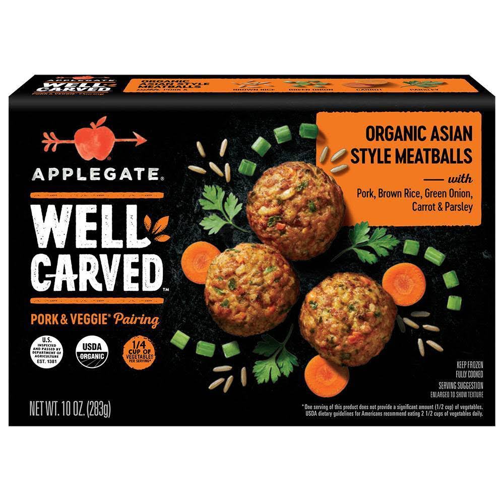 Applegate Naturals Well Carved Meatballs, Organic, Asian Style - 10 oz