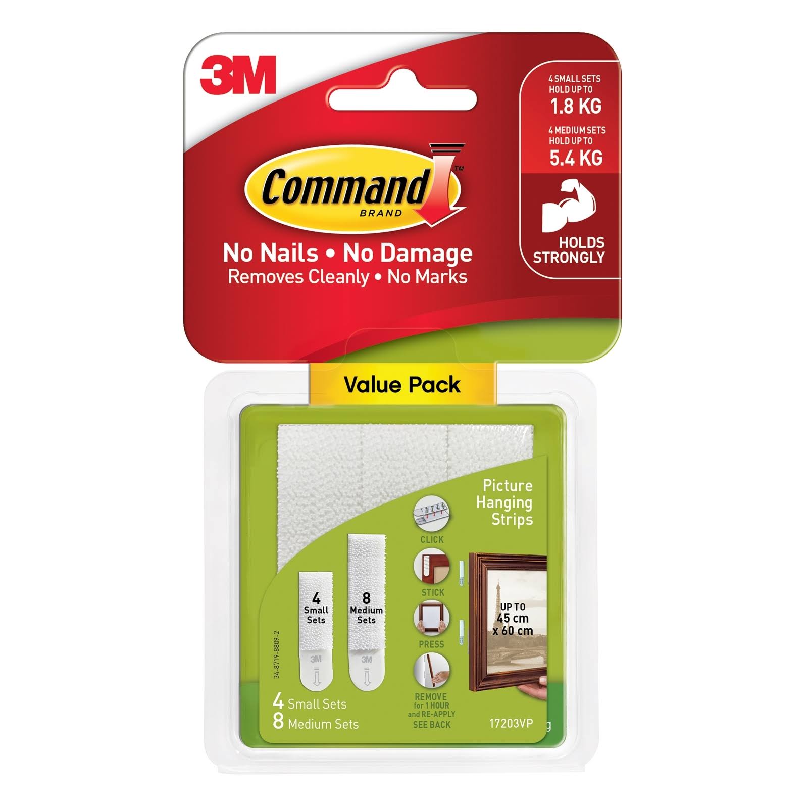 Command Picture Hanging Strips - 8 Medium Pairs, 4 Small Pairs
