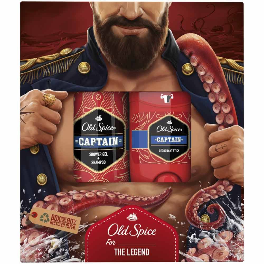 Old Spice Dark Captain Gift Set for Men with 2 Captain Products