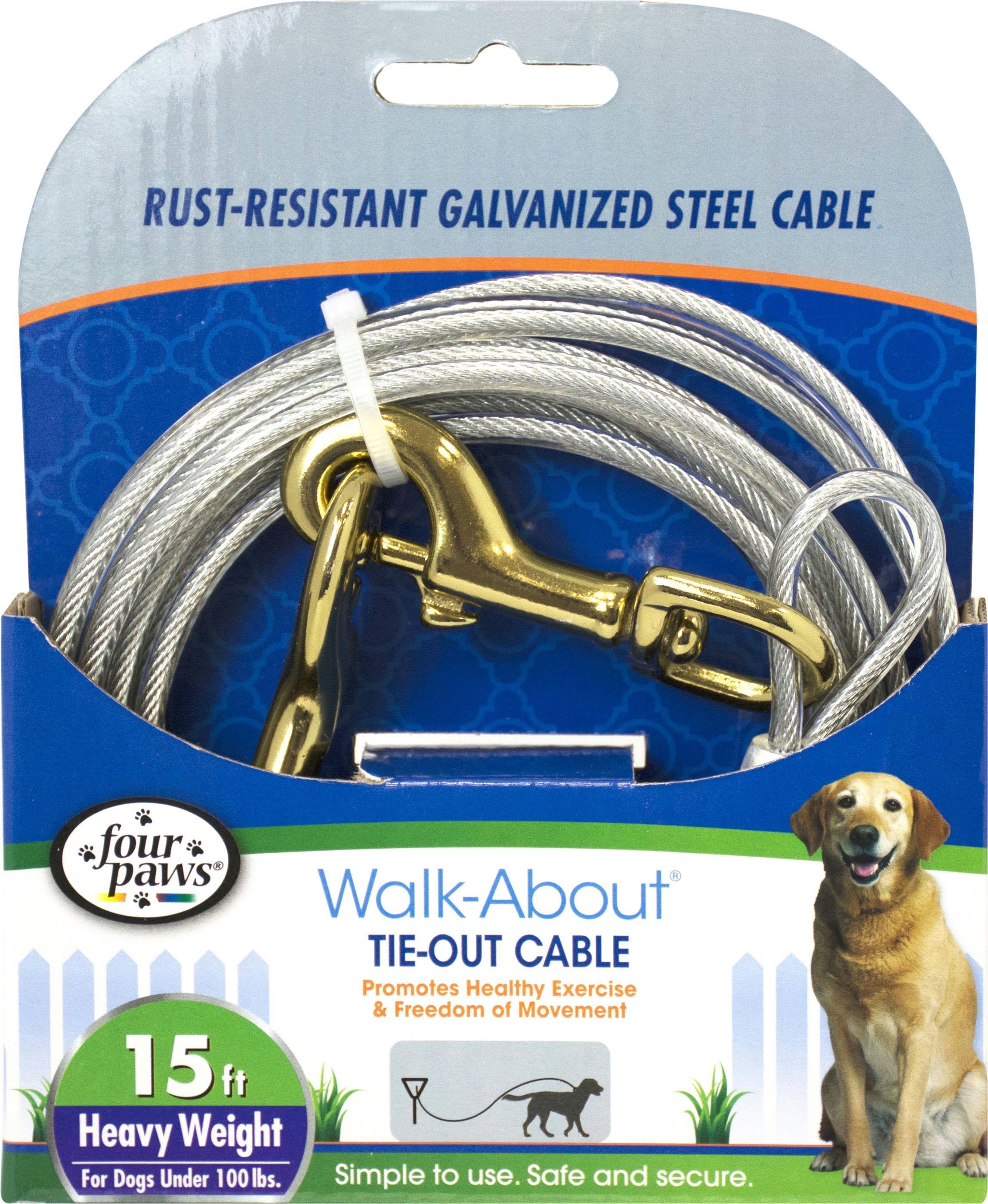 Four Paws Dog Tie-Out Cable - Bronze Snaps, 15 Feet