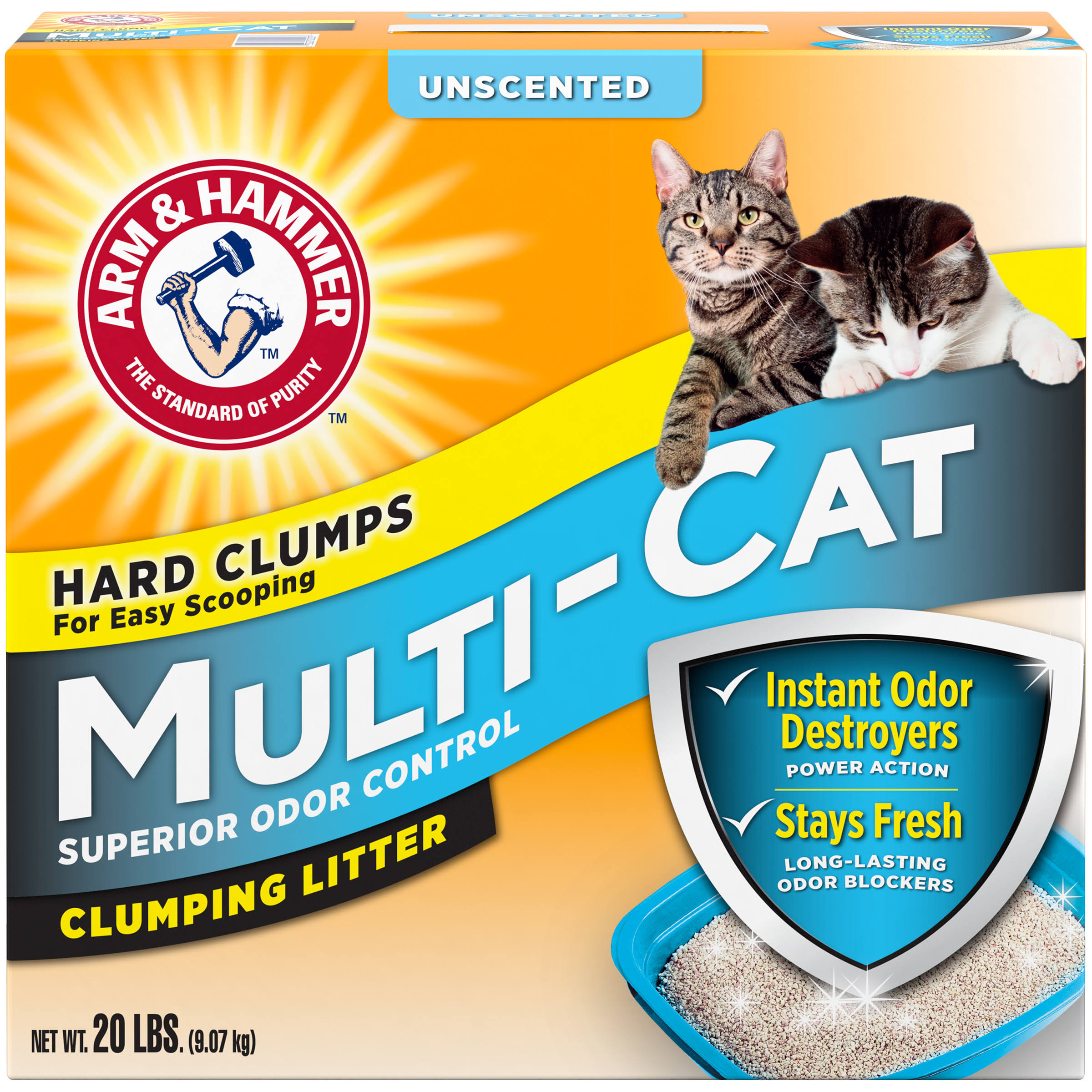 Arm & Hammer Multi-Cat Clumping Litter - Unscented, 20lbs