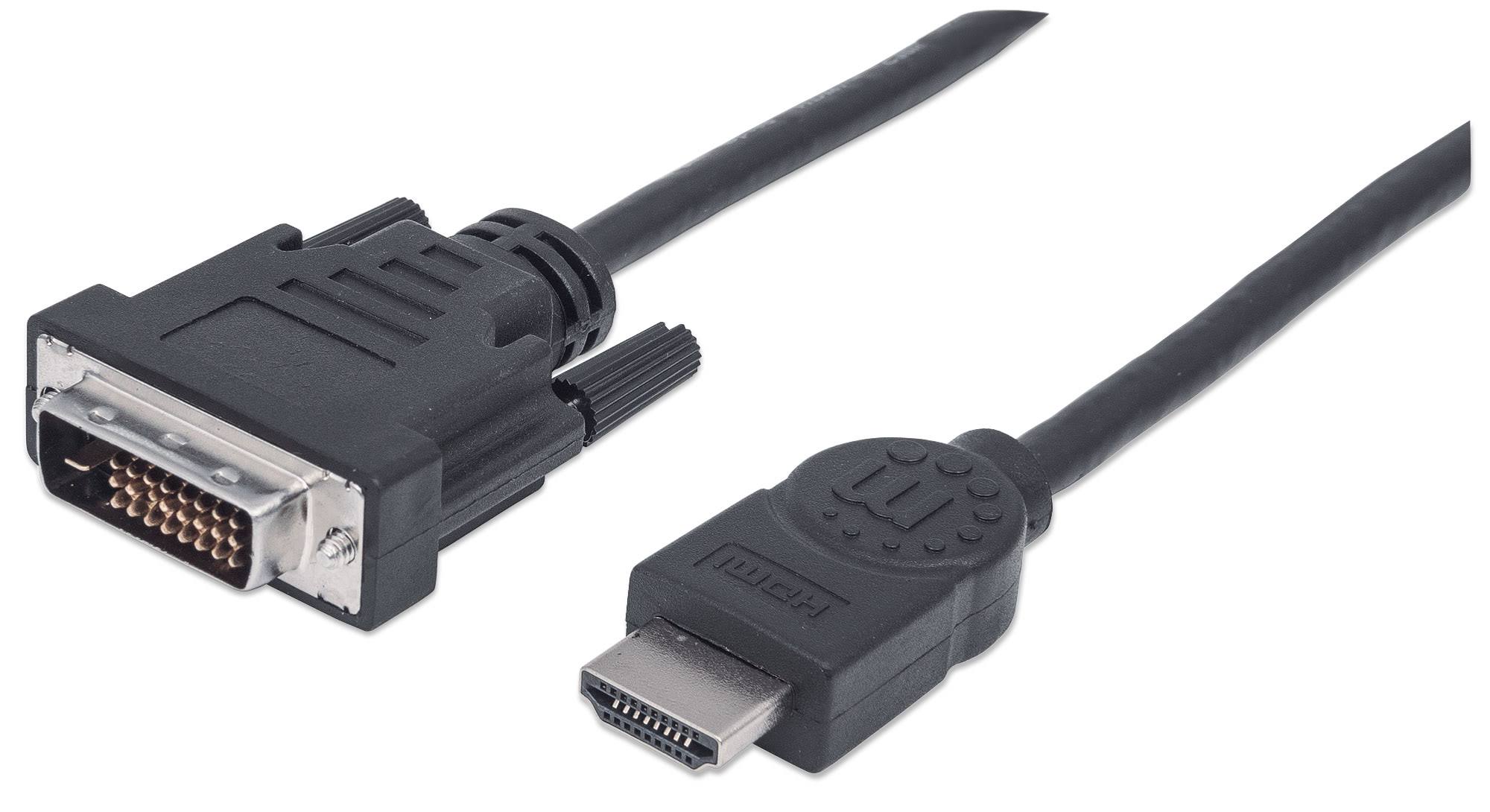 Manhattan Male HDMI to Male DVI Video Cable - 2m, Black