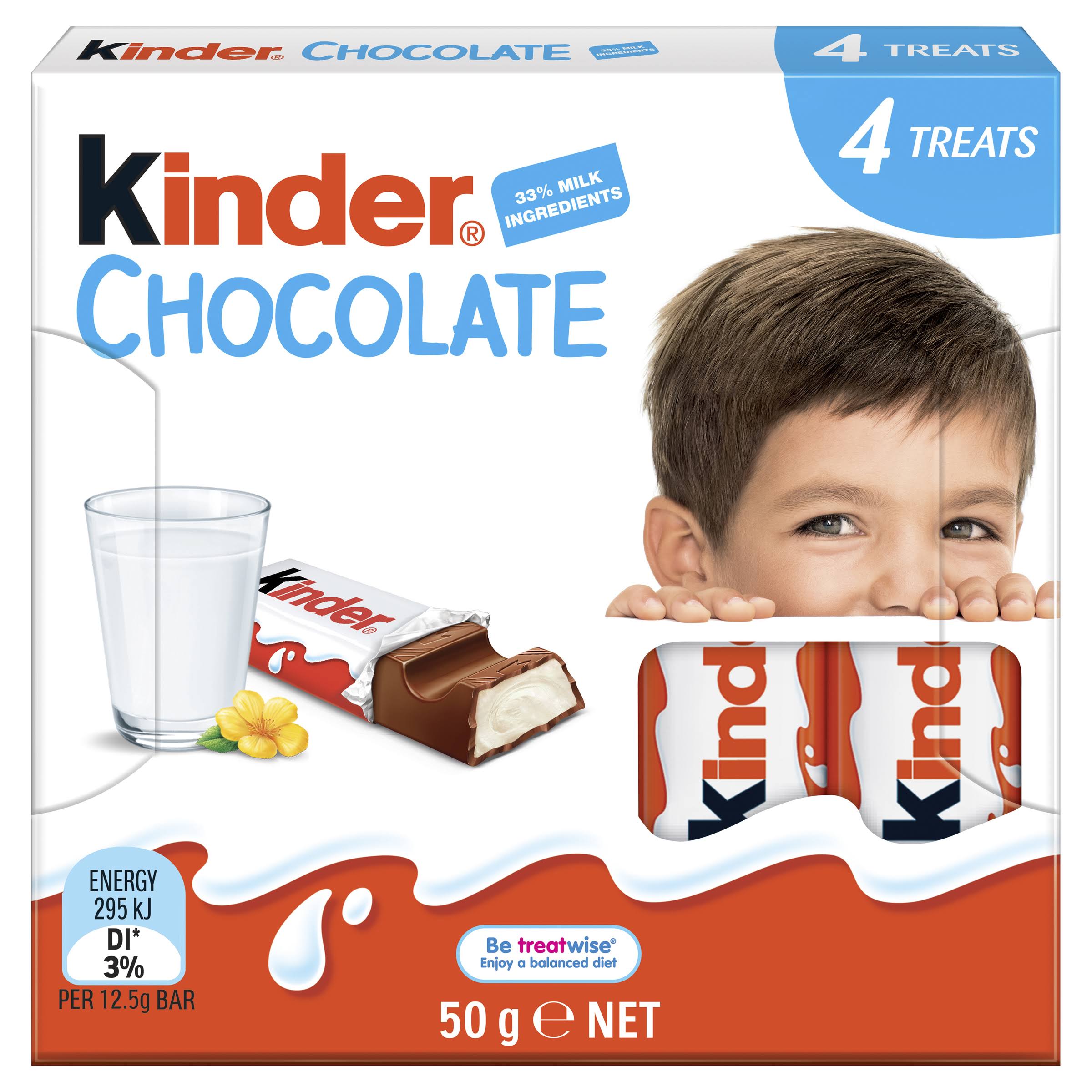 Kinder Chocolate Bars - 12.5g, 4pcs
