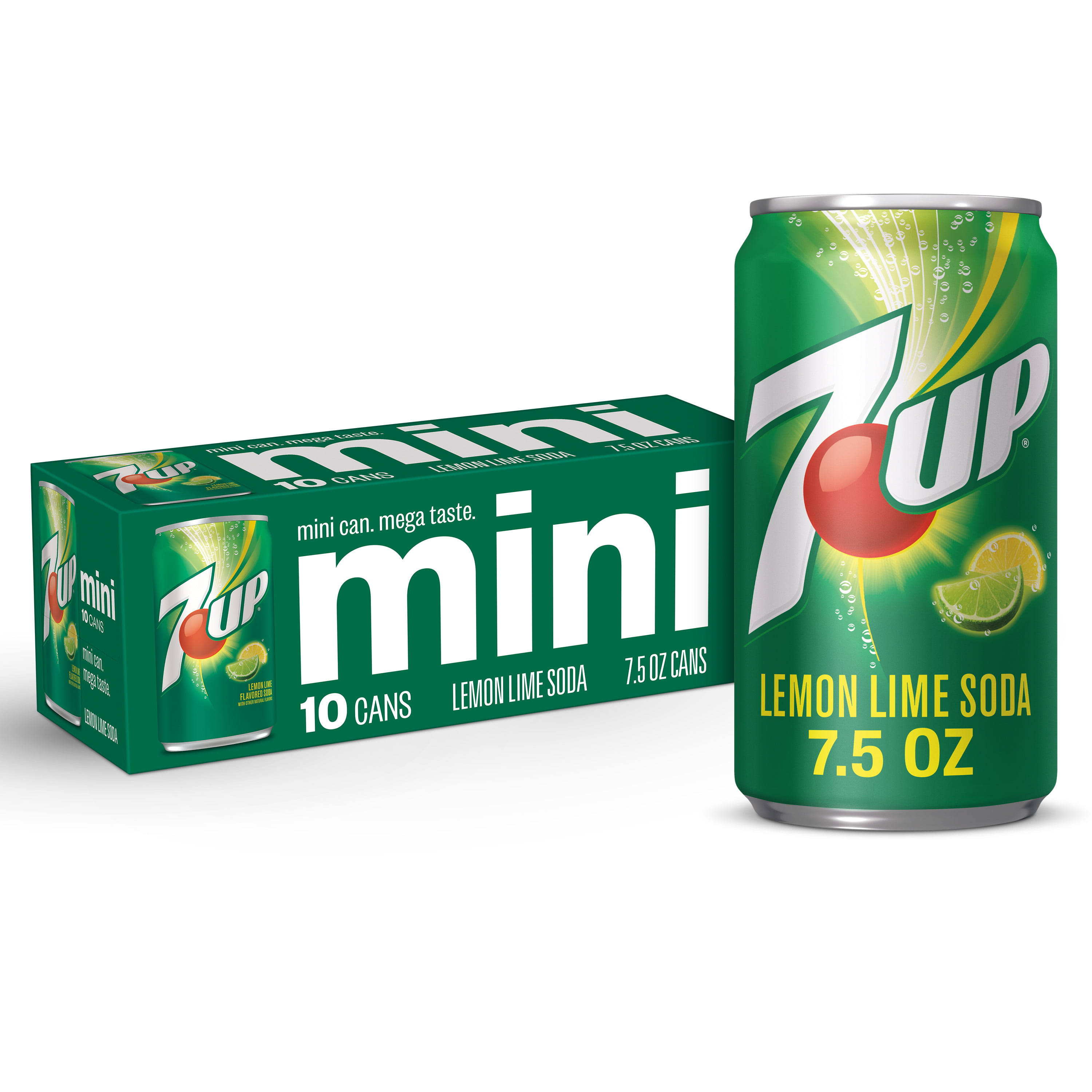 7-Up Soda, Lemon Lime, Mini - 10 pack, 7.5 fl oz cans