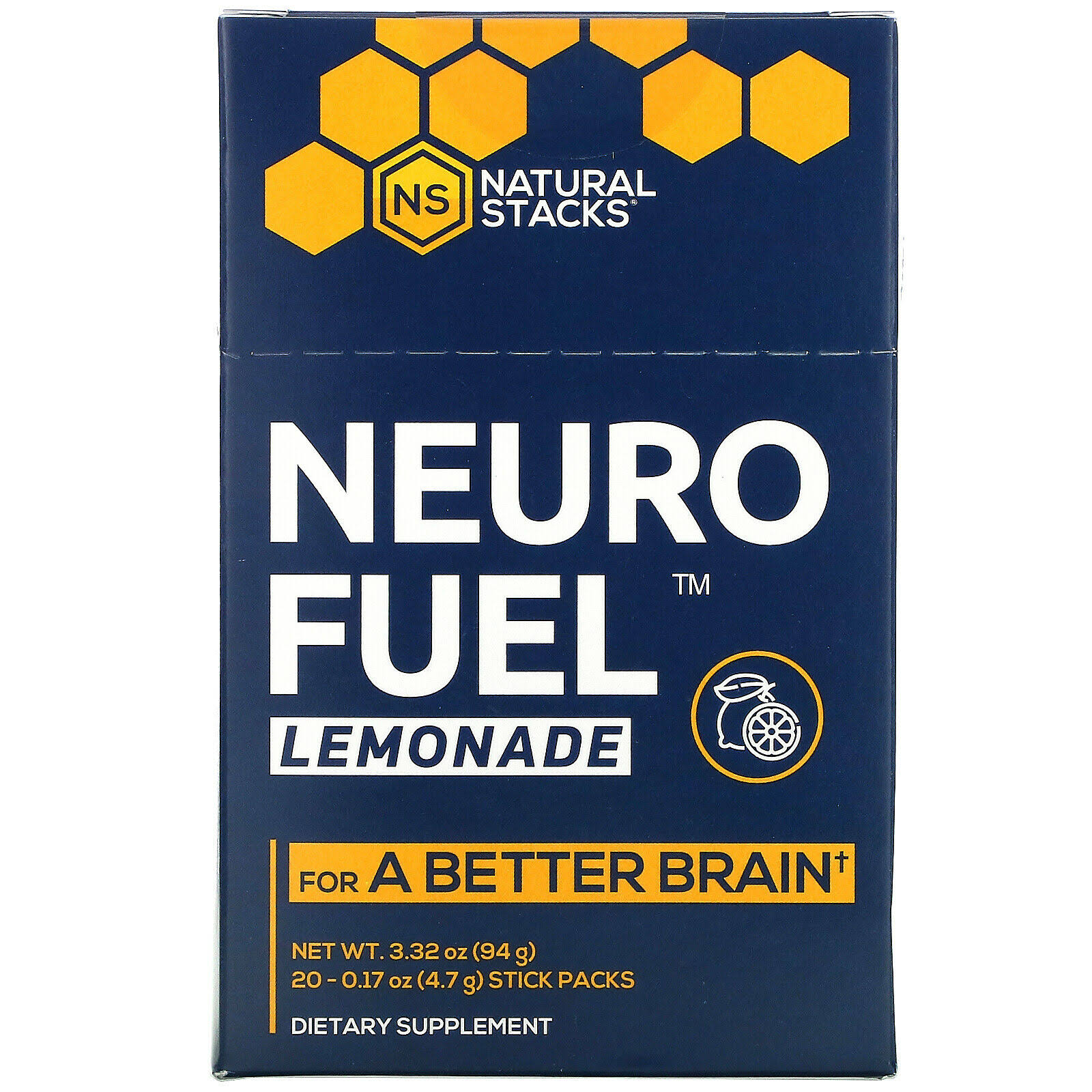 Natural Stacks Neuro Fuel Lemonade 20 Stick Packs 0.17 oz ( 4.7 g) Each