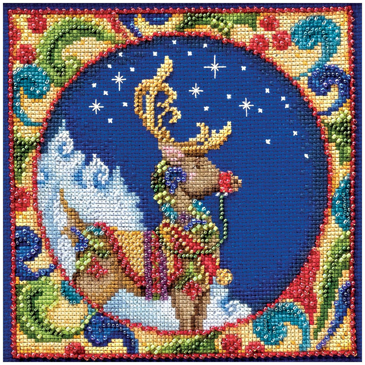 Mill Hill Jim Shore Reindeer Counted Cross Stitch Kit, 5 by 5-Inch