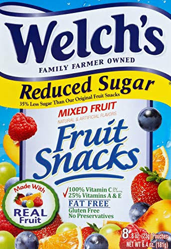 Welch's Reduced Sugar Fruit Snacks Mixed Fruit Packs - 6.4oz, 10pk