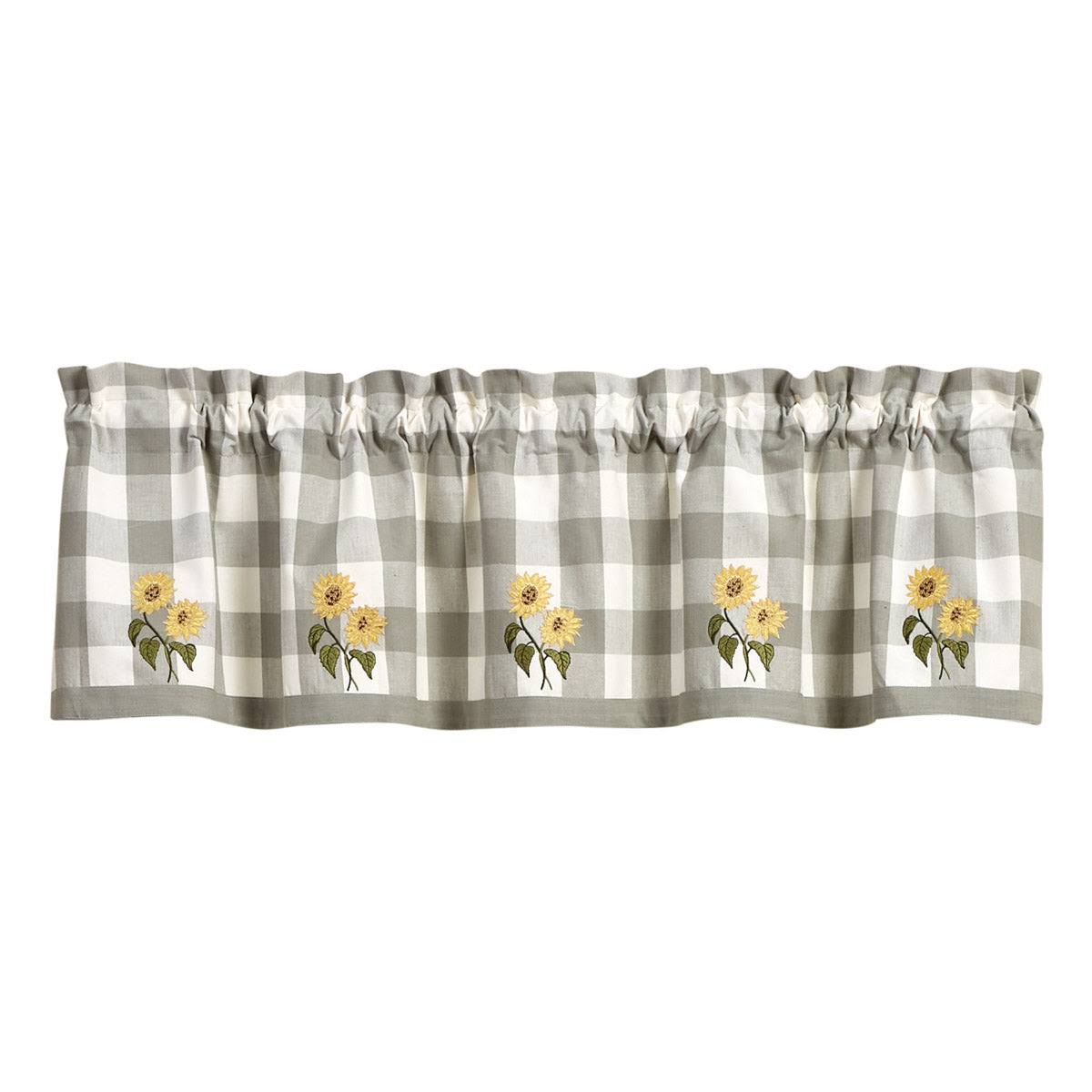 Wicklow Check Sunflower Embroidered Lined Valance 14" L