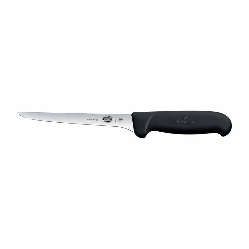Victorinox Boning Knife 15cm Straight Narrow Flexible Blade Fibrox Black #5.6413.15
