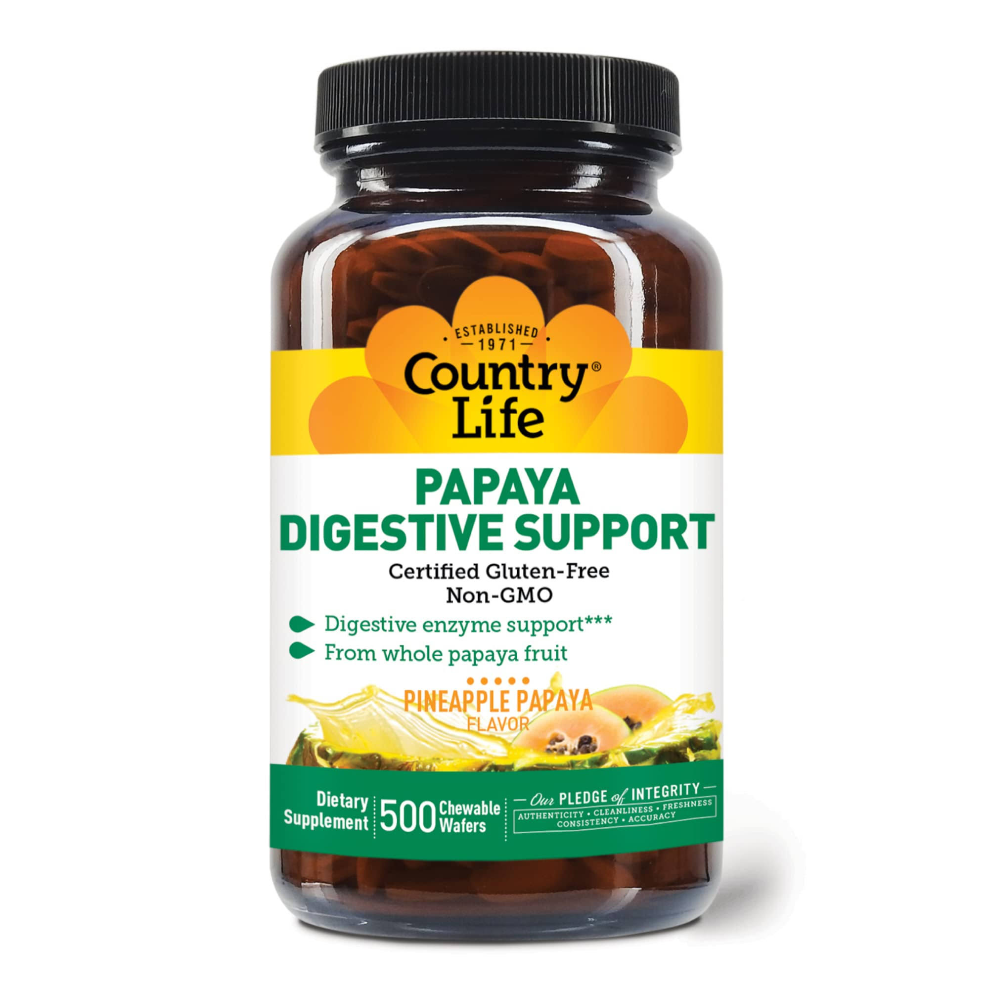 Country Life Vitamins Papaya Digestive Support Supplement - 500 Tablet
