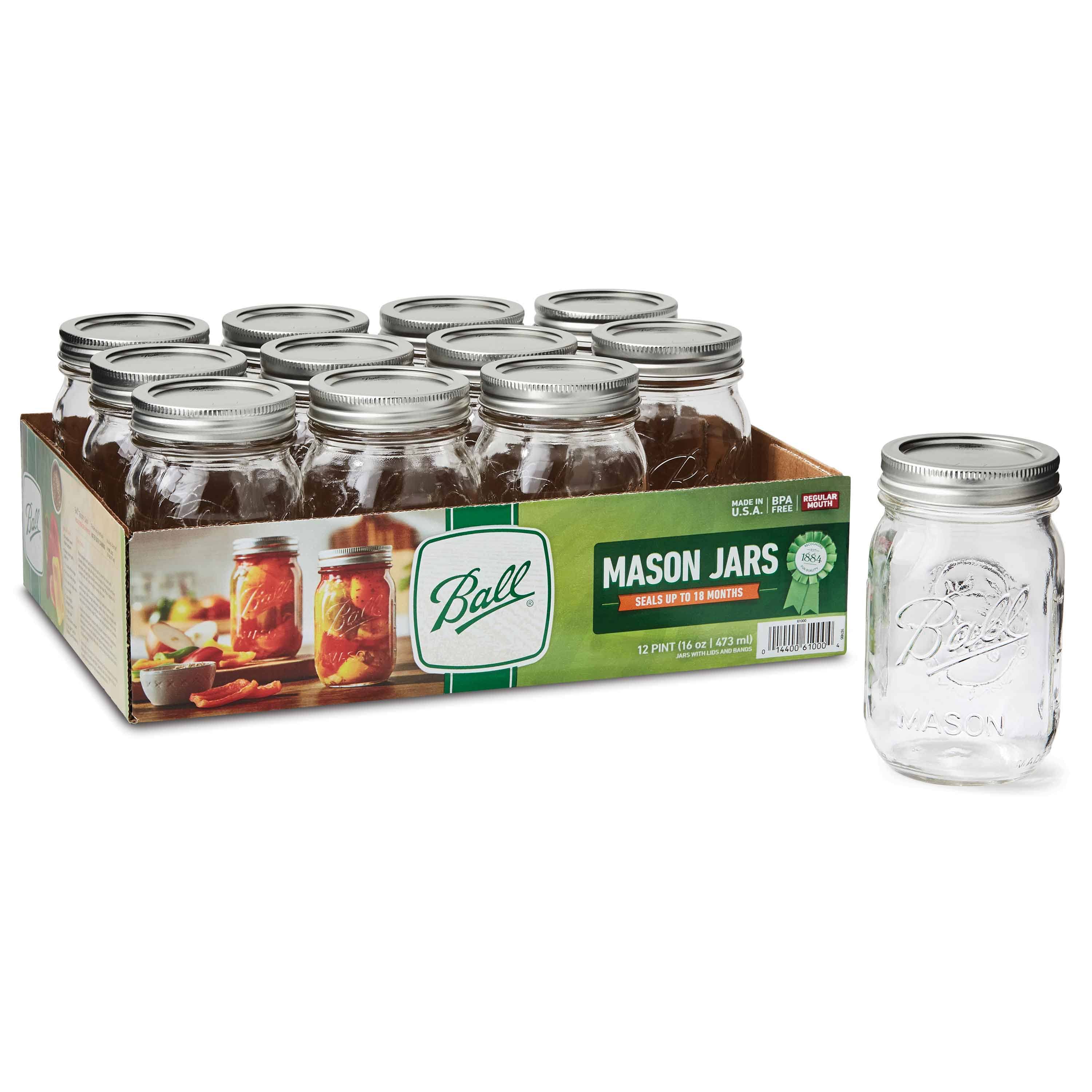 Ball Mason Wide-Mouth Can or Freeze Jars - 16oz, 12 Pack