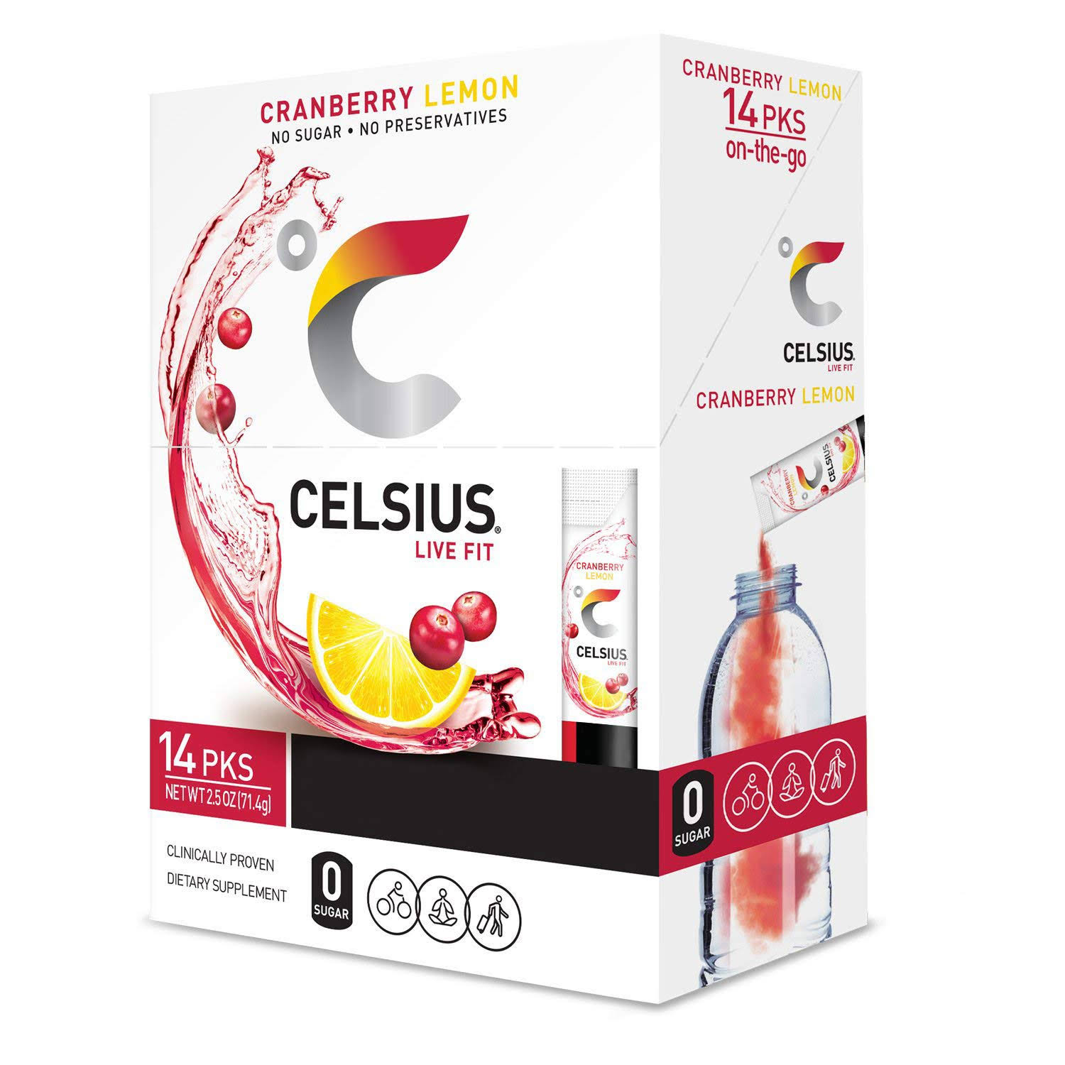 Celsius On-The-Go Powder Stick Packs, Cranberry Lemon, 2.5 Ounce (Pack of 14)