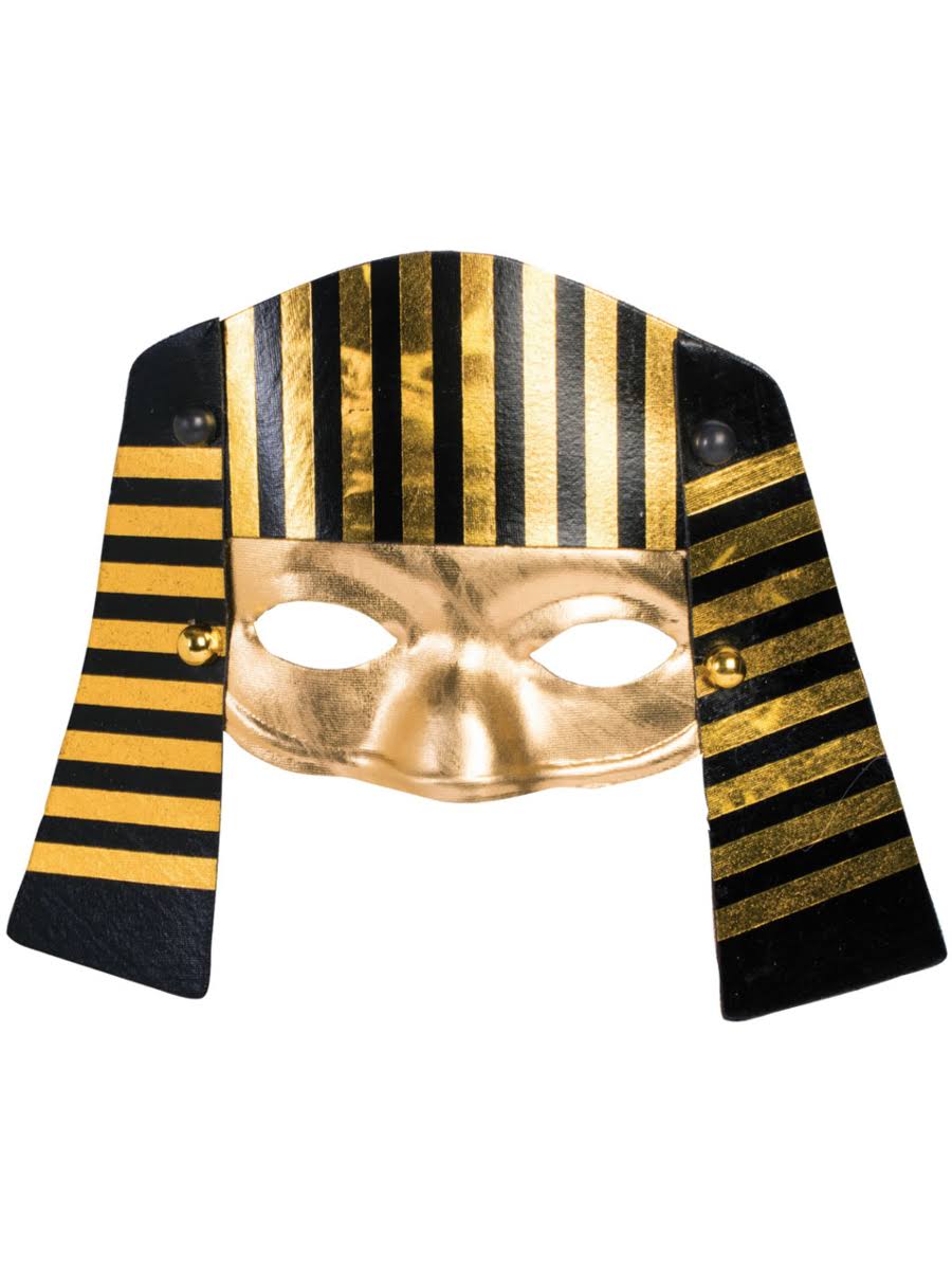 Forum Novelties King Tut Half Mask Costume Party Accessory - Pharaoh, Black and Gold