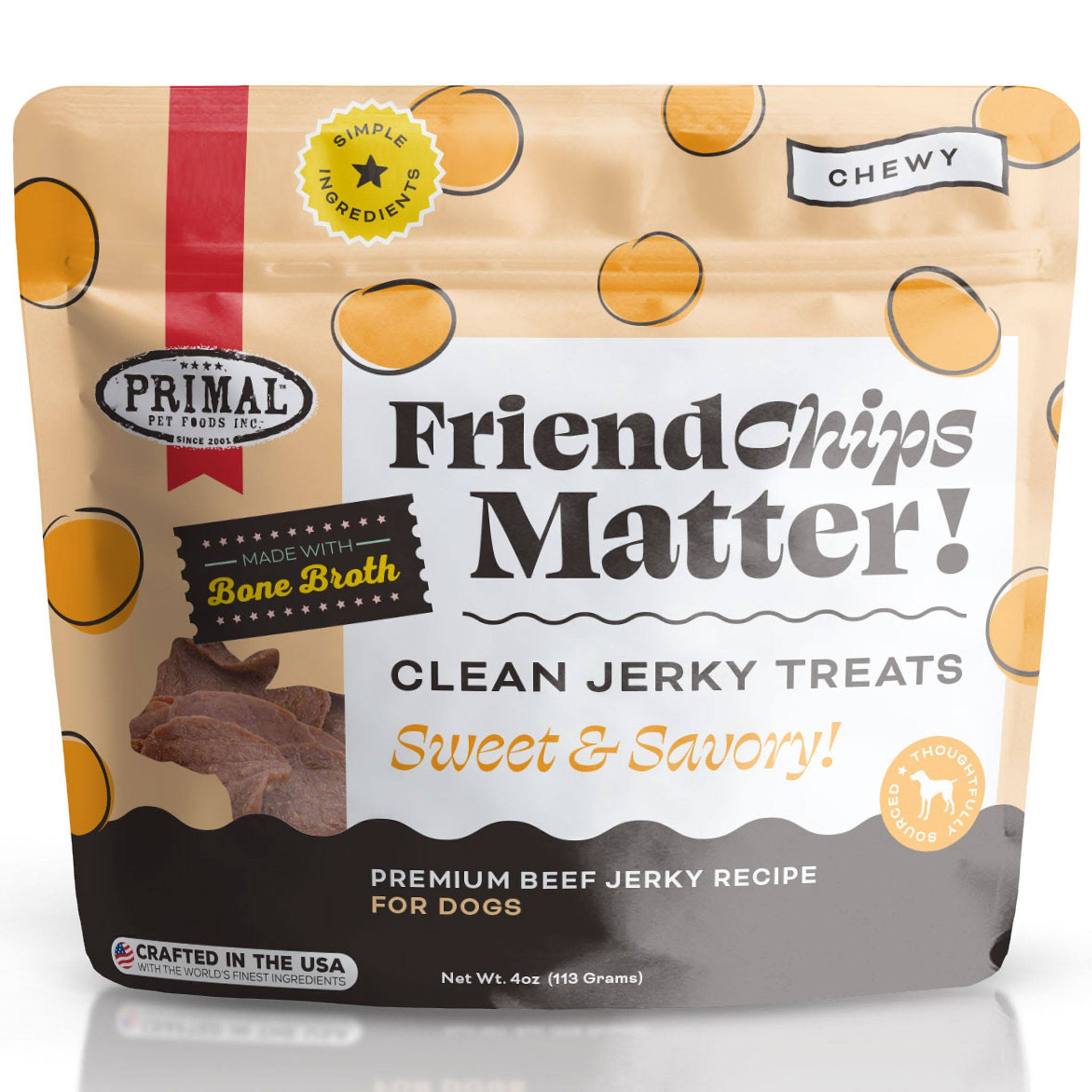 Healthy Snacks for Dogs & Cats | Primal Friendchips Matter Beef Dog Treats - 4 oz | All Natural Dog Treats