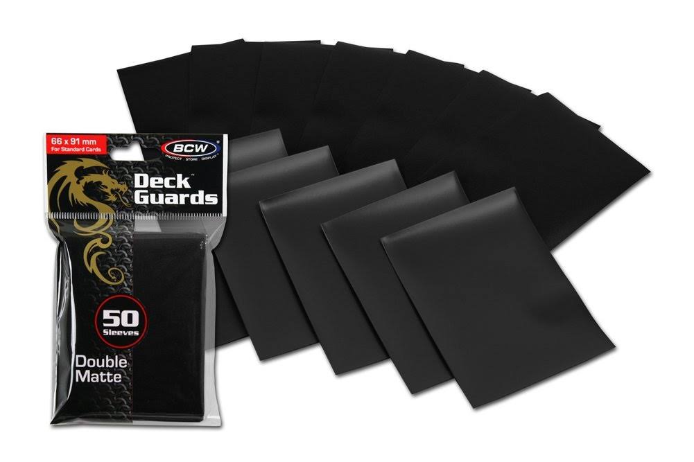 Premium Double Matte Deck Guard Sleeve Protectors For Gaming Cards - Black, 50ct
