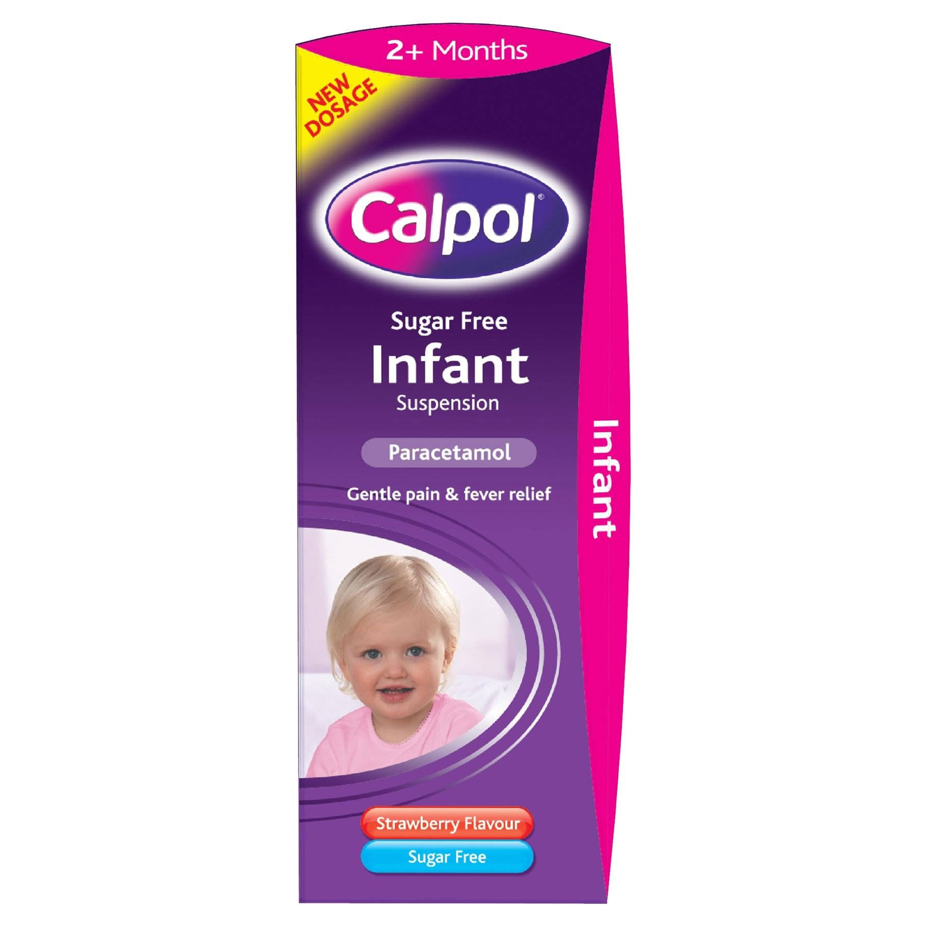 Calpol Sugar Free Infant Suspension Paracetamol - Strawberry Flavour, 2 Plus Months, 200ml