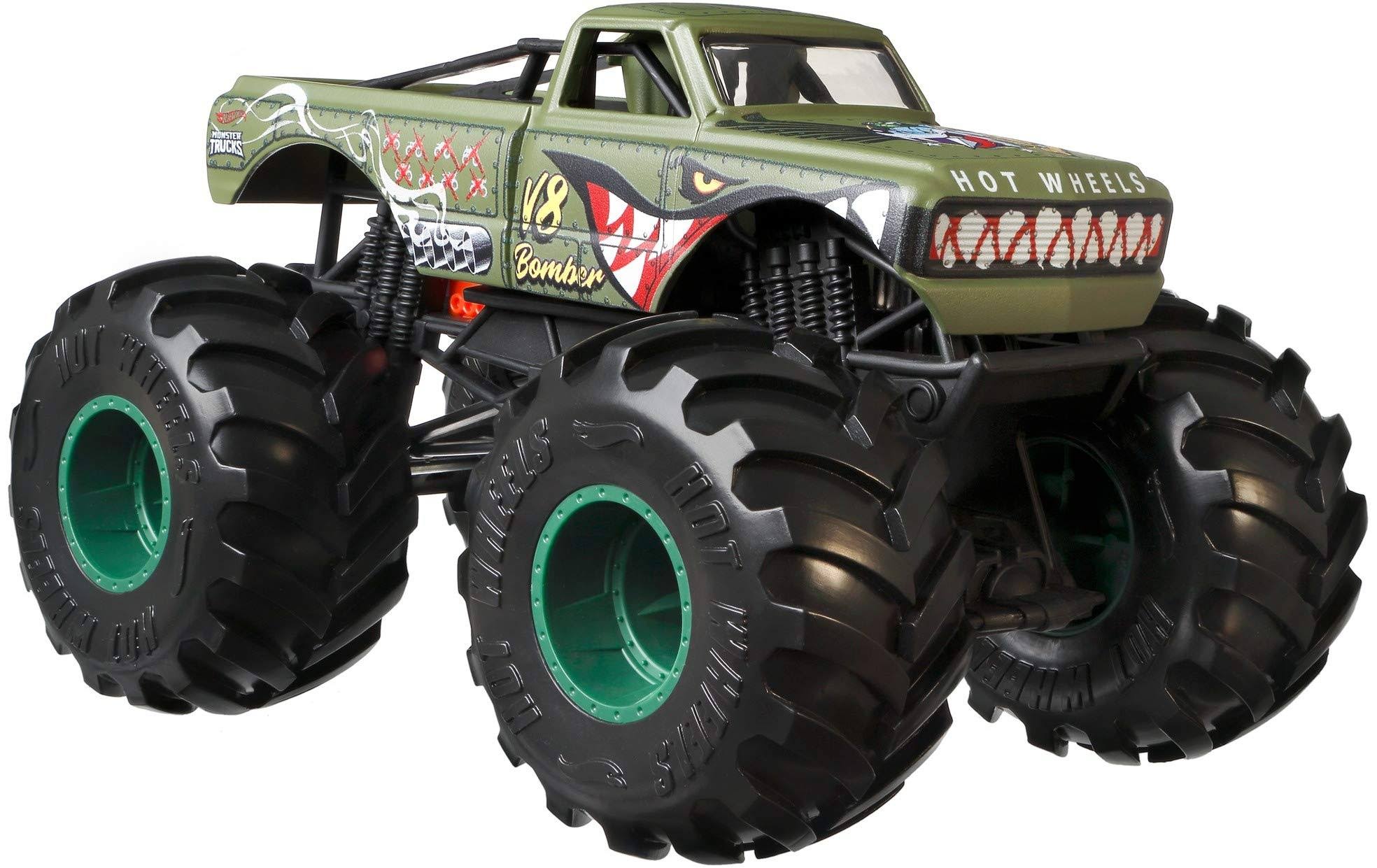 Hot Wheels Monster Trucks 1:24 Scale Bomber Vehicle for Kids Age 3 4 5 6 7 8 Years Old Great Gift Toy Trucks Large Scales